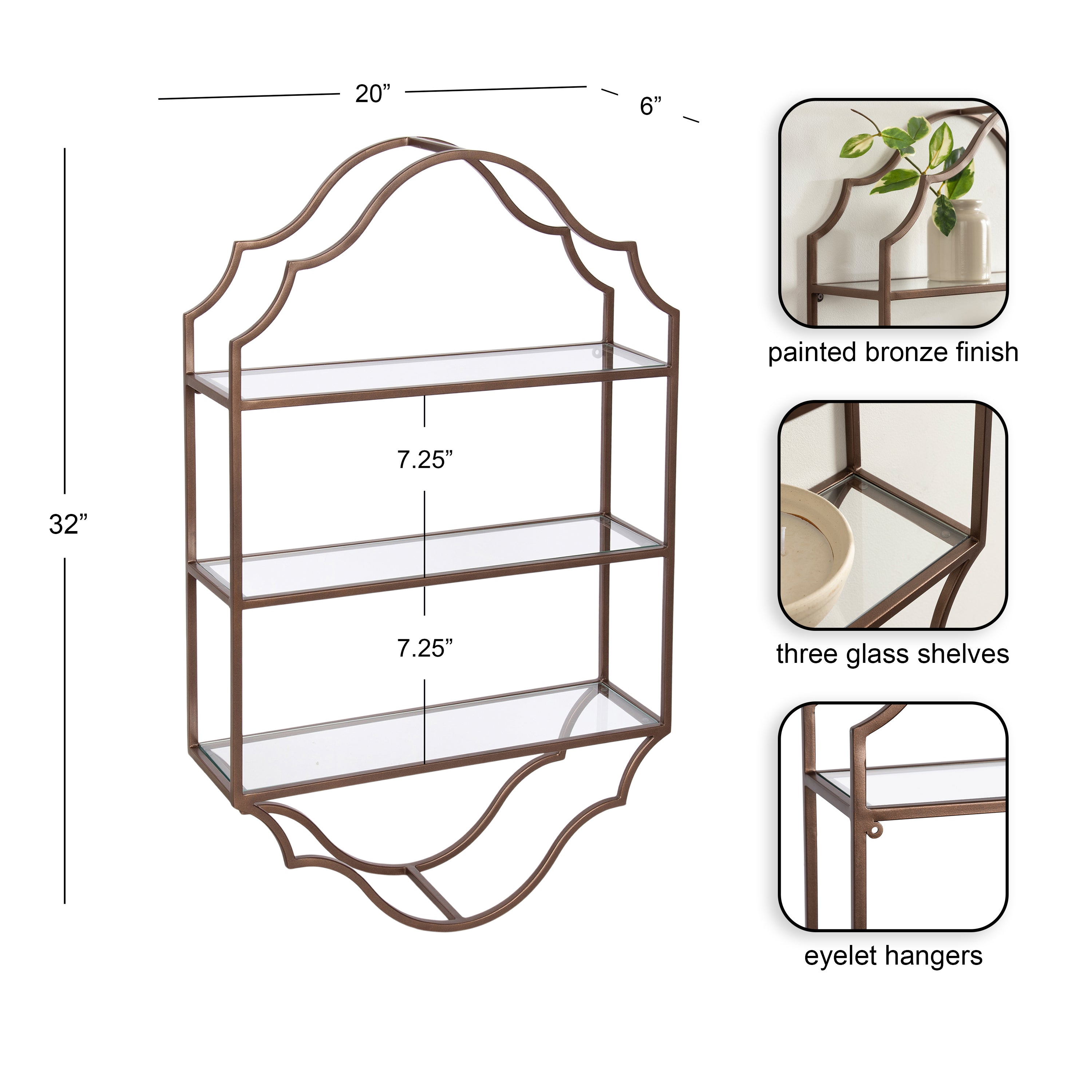 Accent Shelf Bronze 20x6x32 2