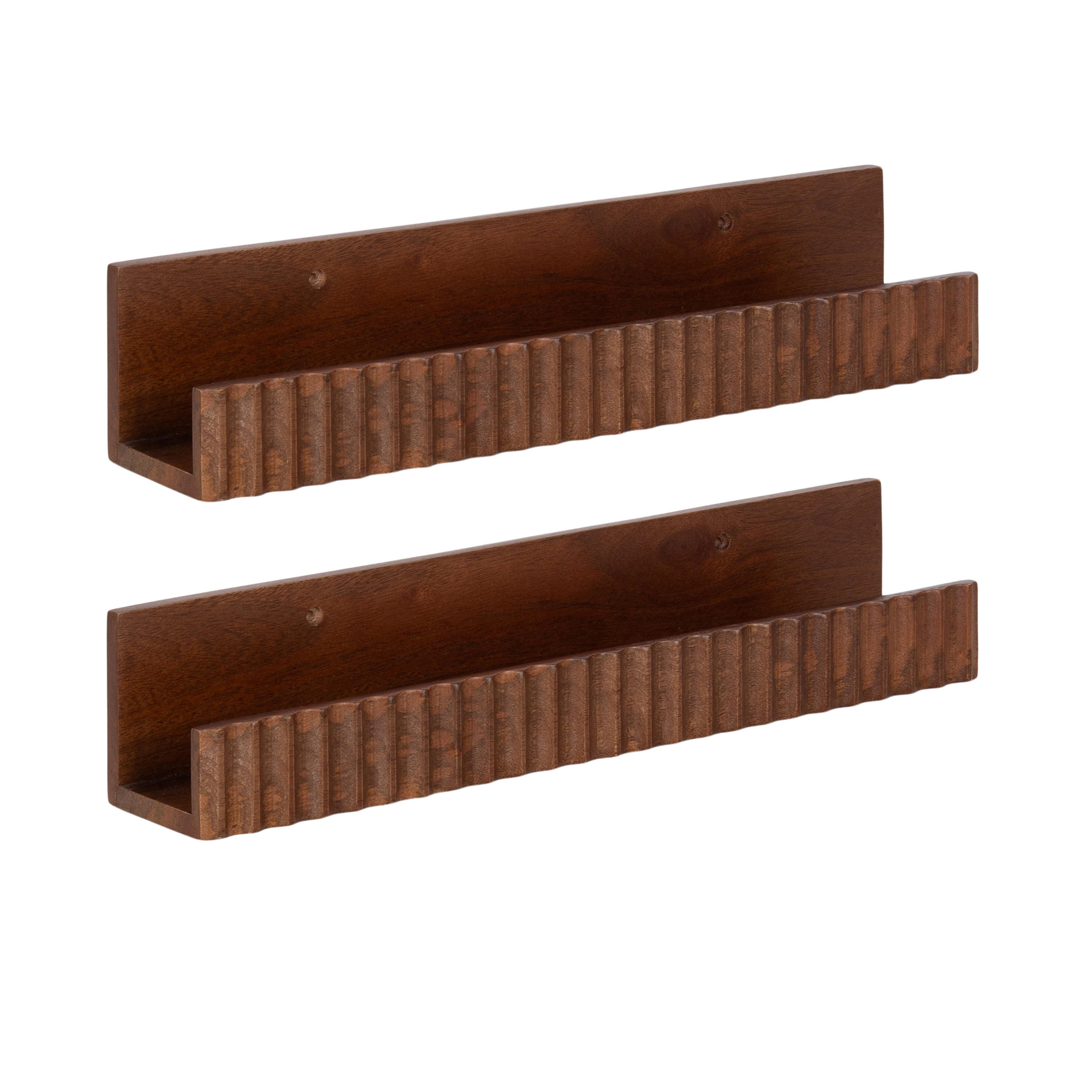 Floating Shelf Walnut Brown 2 Piece 18 Inch 1