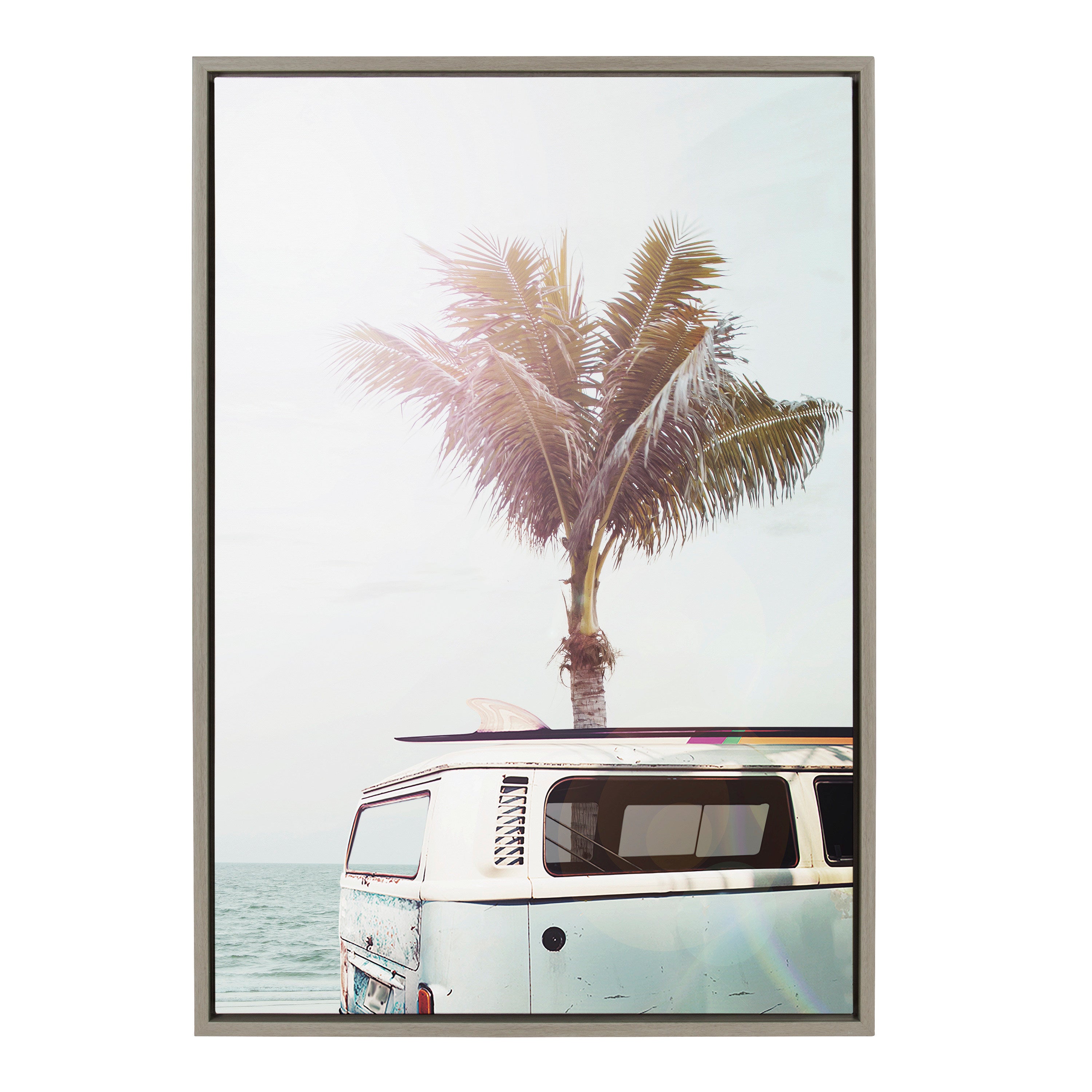 Sylvie Blue Beach Van Framed Canvas by Amy Peterson Art Studio