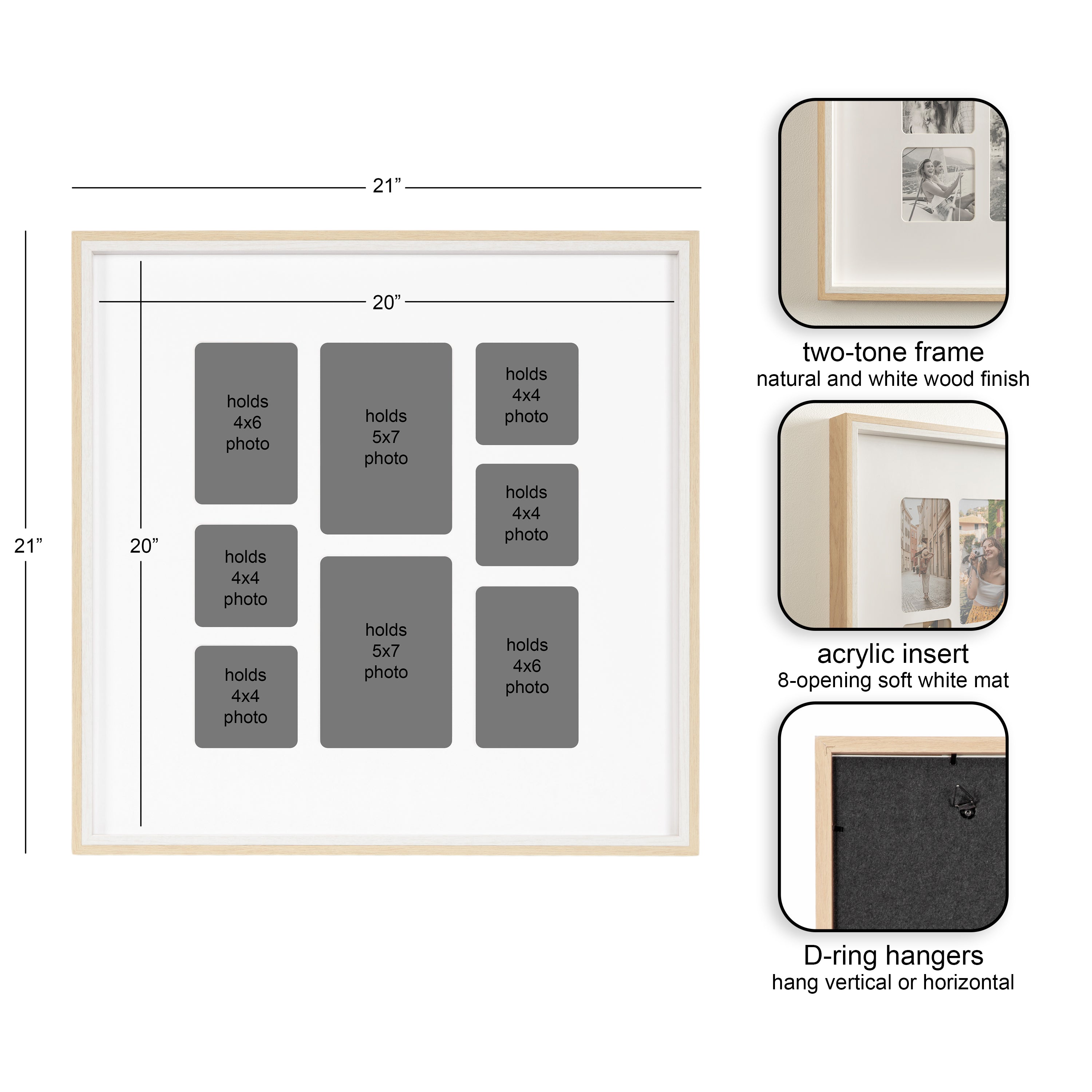 Collage Frame 21x21 White Natural 2