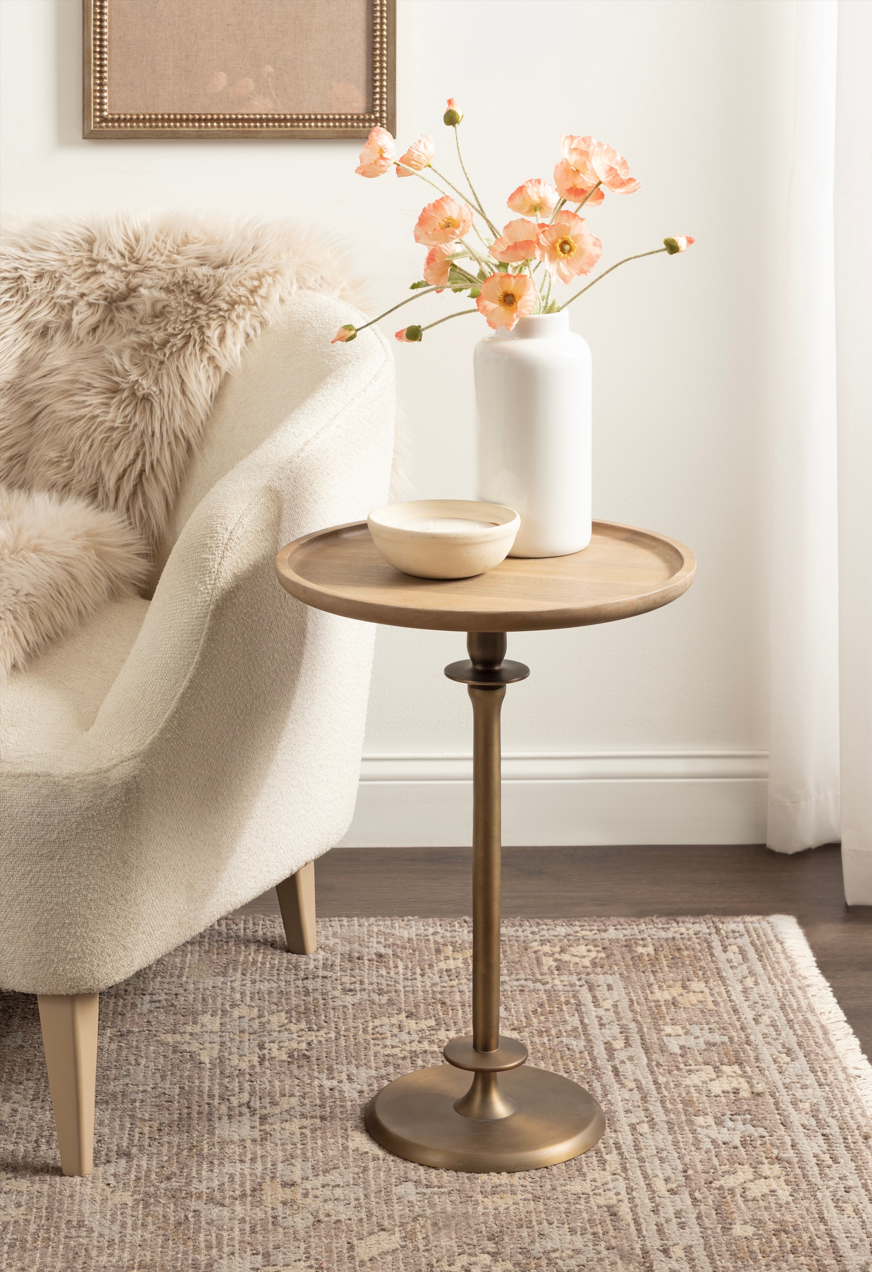 Side Table Natural Beige 17x17x24 6