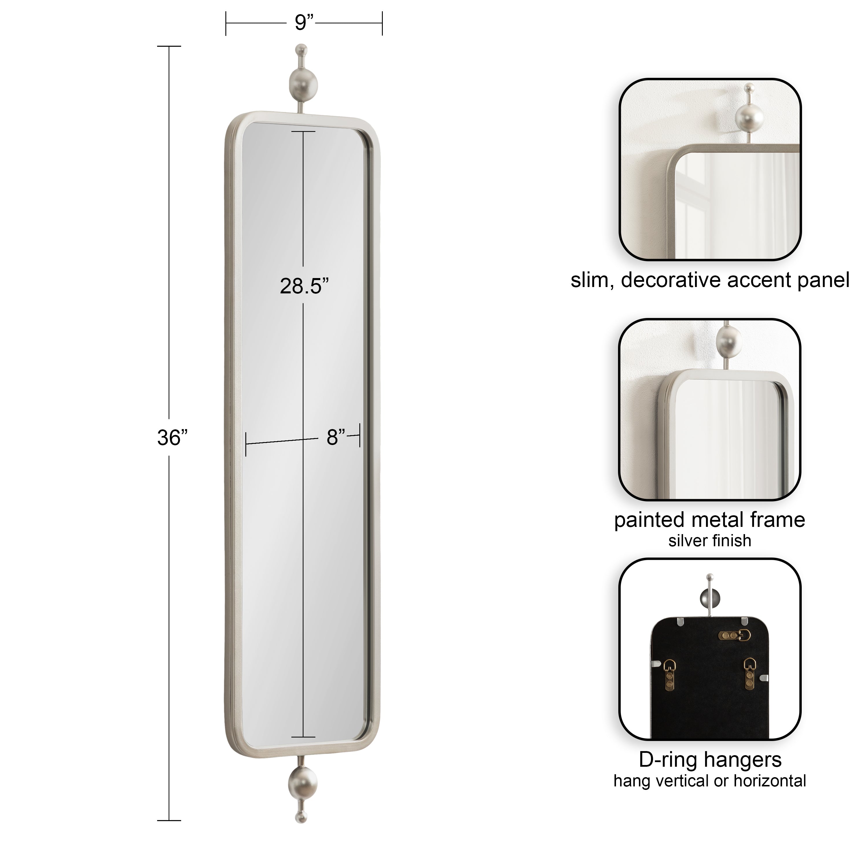 Rectangle Mirror 9x36 Silver 2