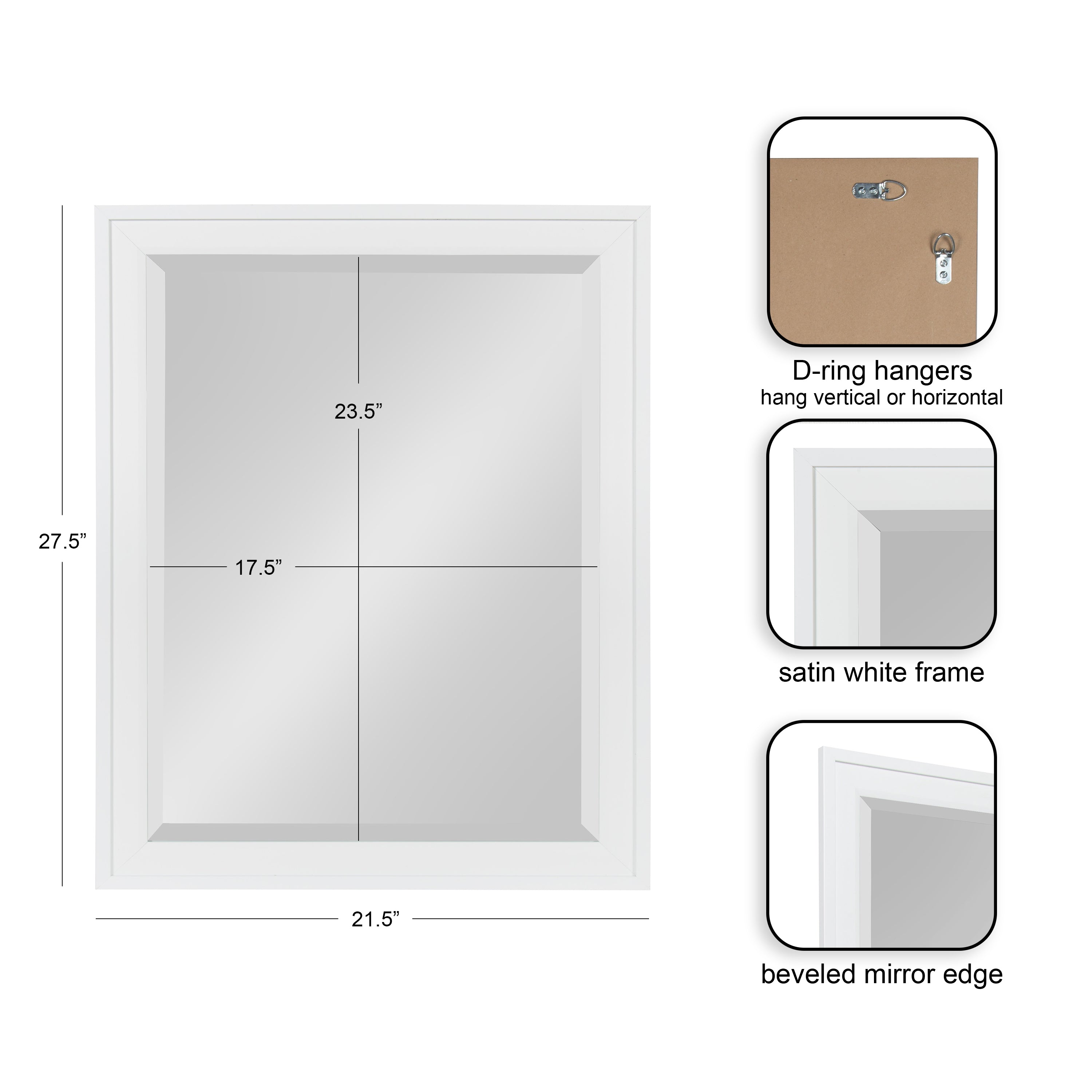 Rectangle Mirror White 21.5x27.5 2