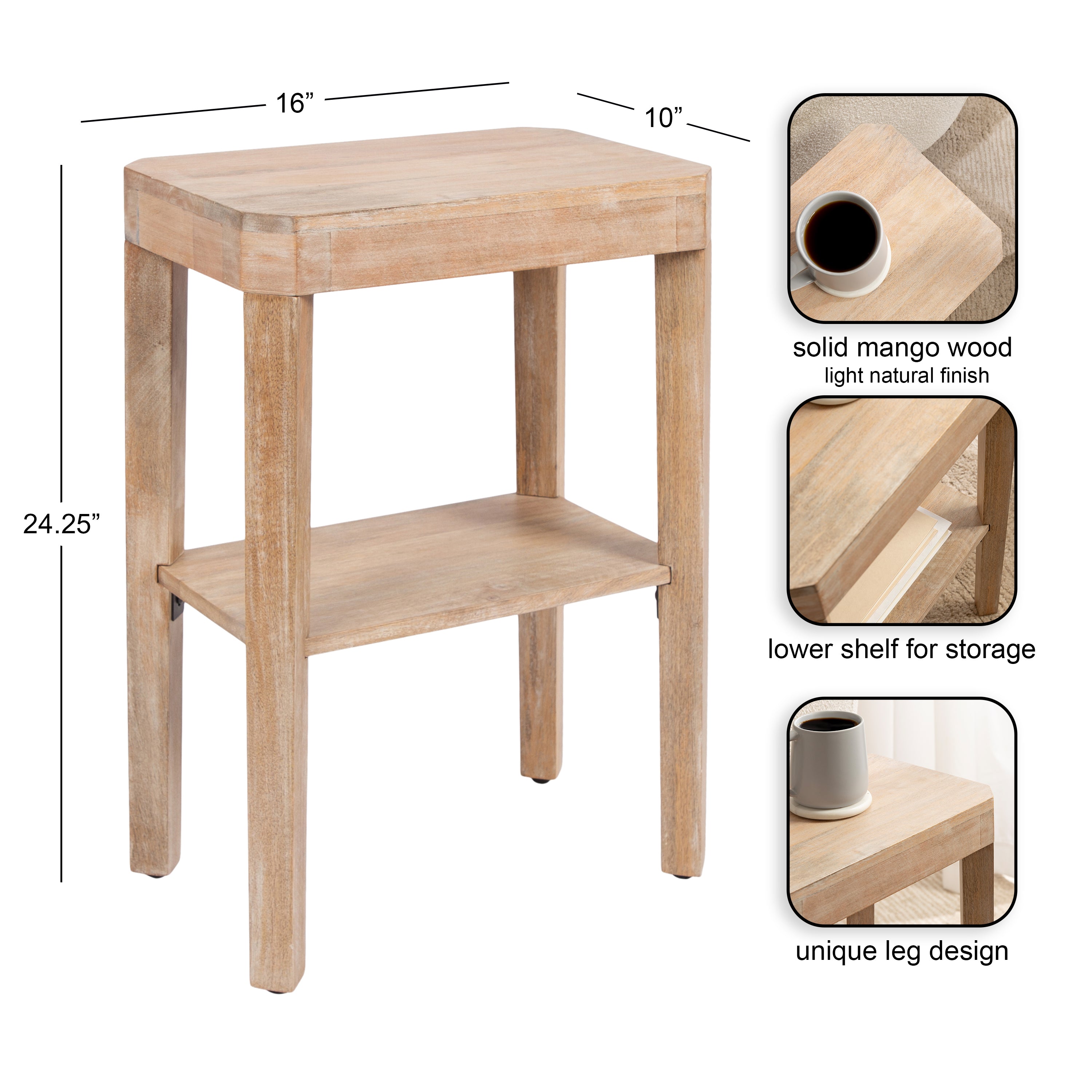 Side Table Natural Beige 16x10x25 2