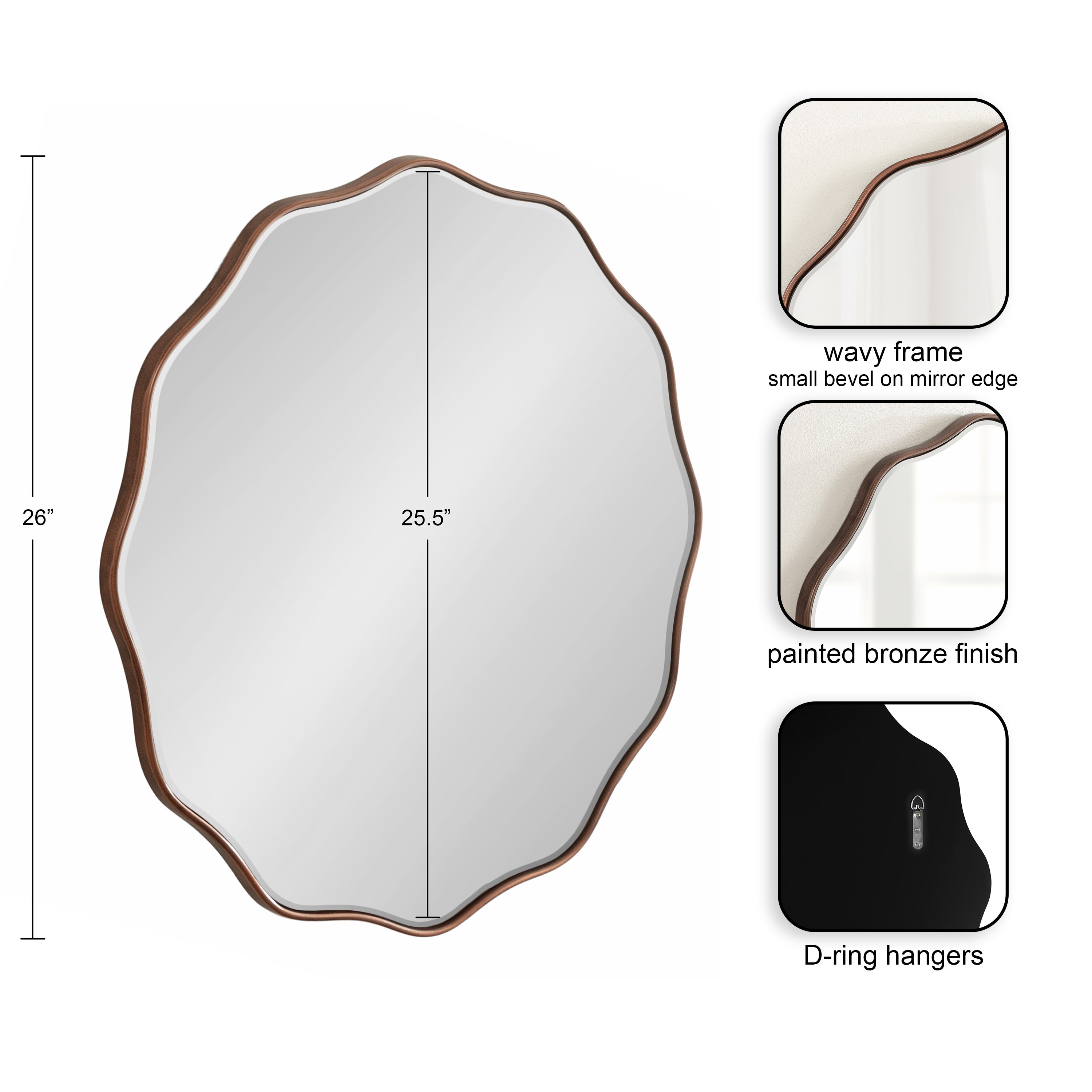 Viona Round Scalloped Mirror