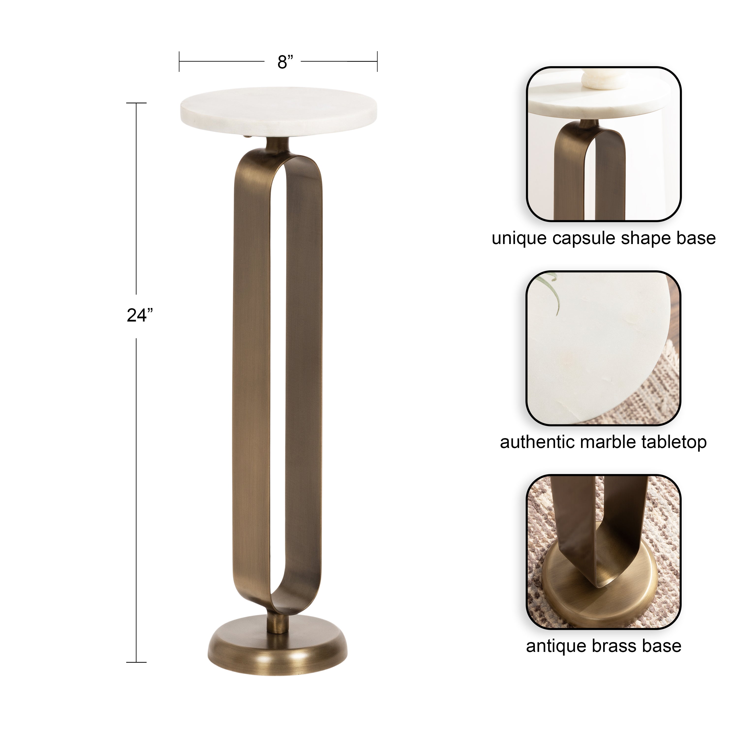 Drink Table White Gold 8x8x24 2