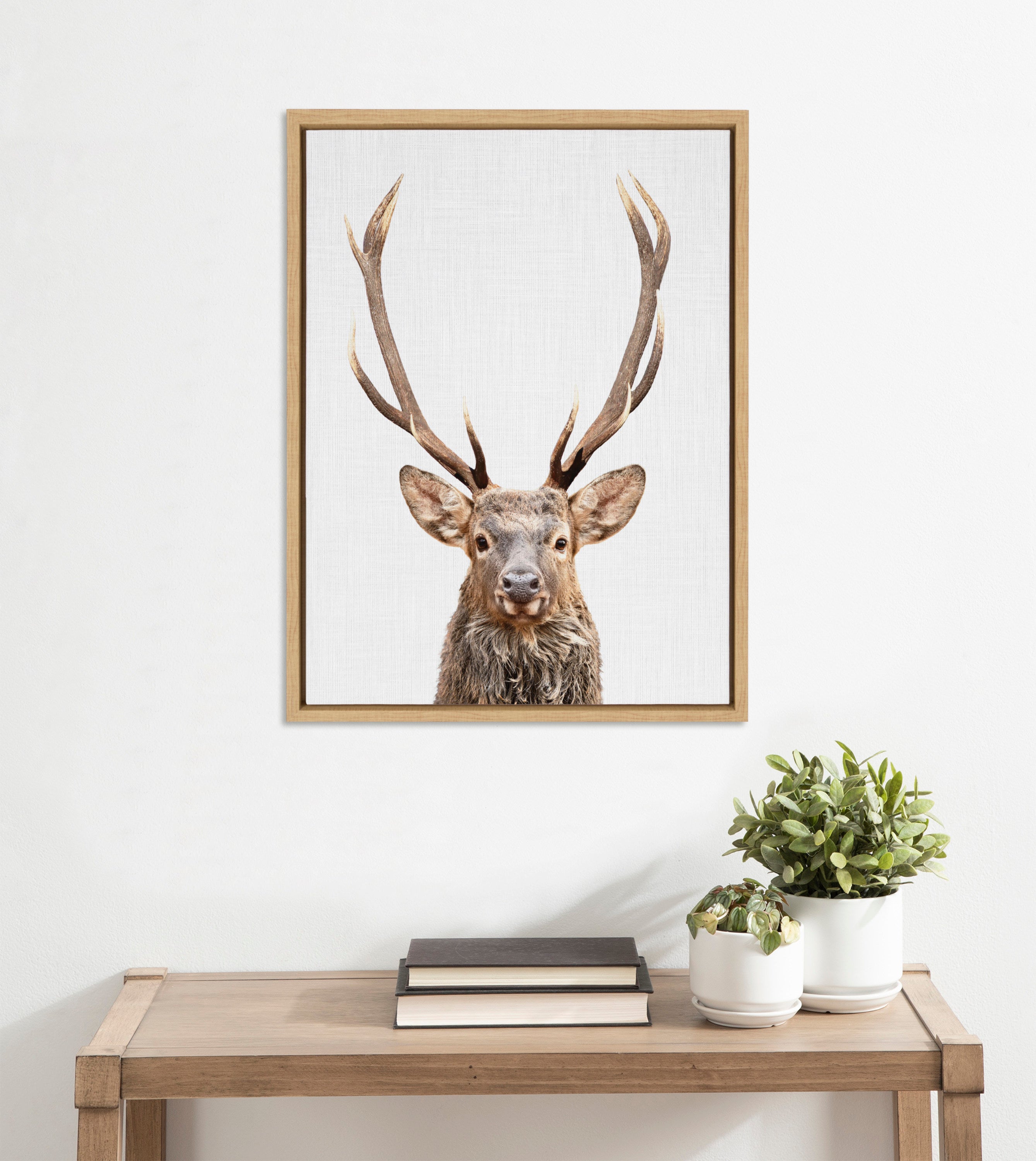 Sylvie The Red Deer Color Framed Canvas by Simon Te of Tai Prints
