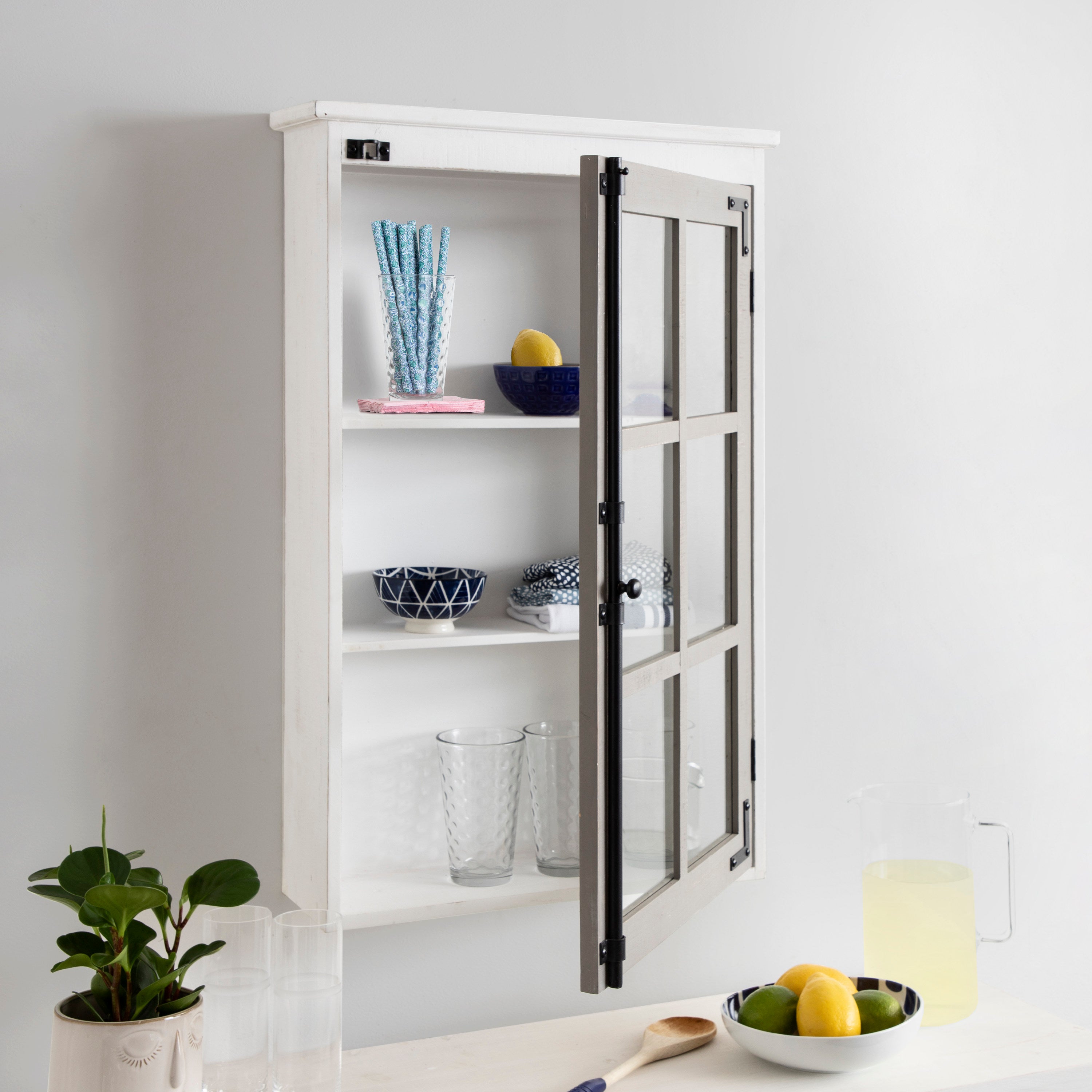 Hutchins Decorative One Door Wood Wall Cabinet