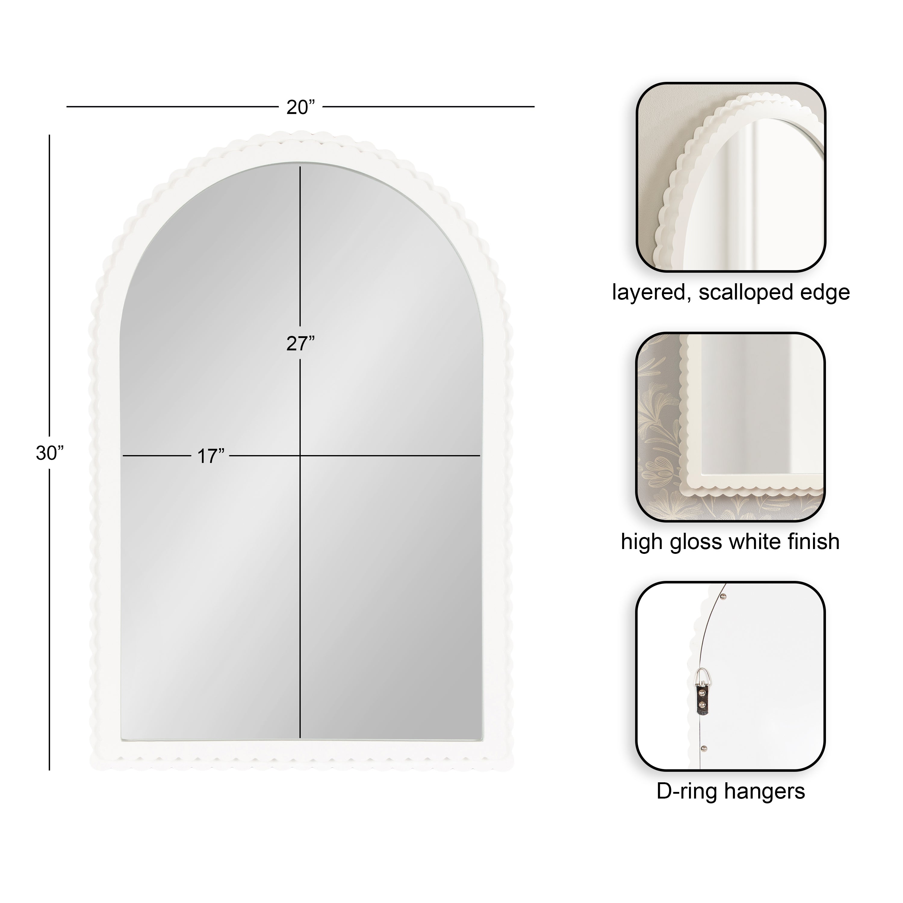 Arch Mirror 20x30 White 2