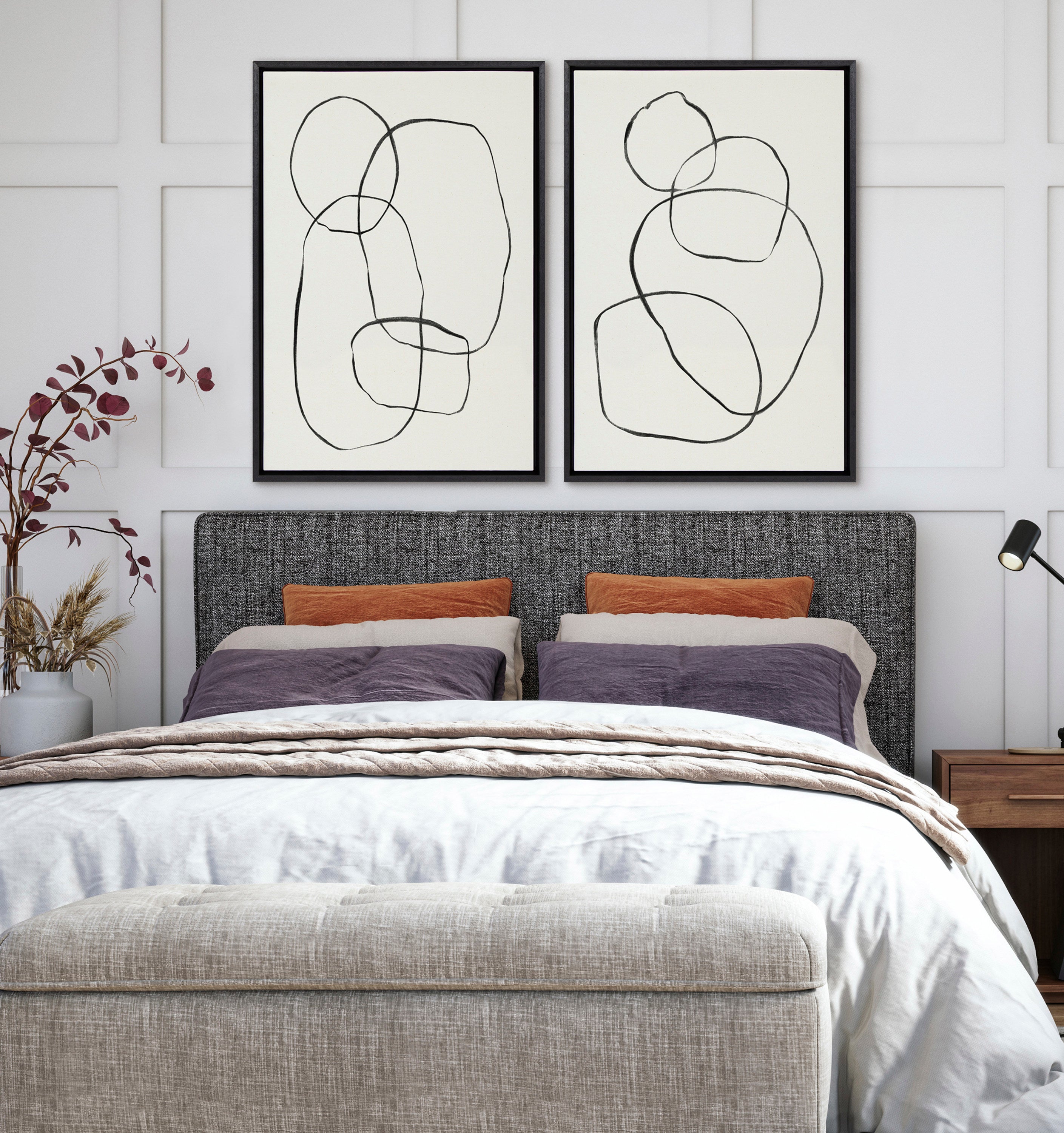 Sylvie Going in Circles Framed Textured Canvas Set by Teju Reval of SnazzyHues