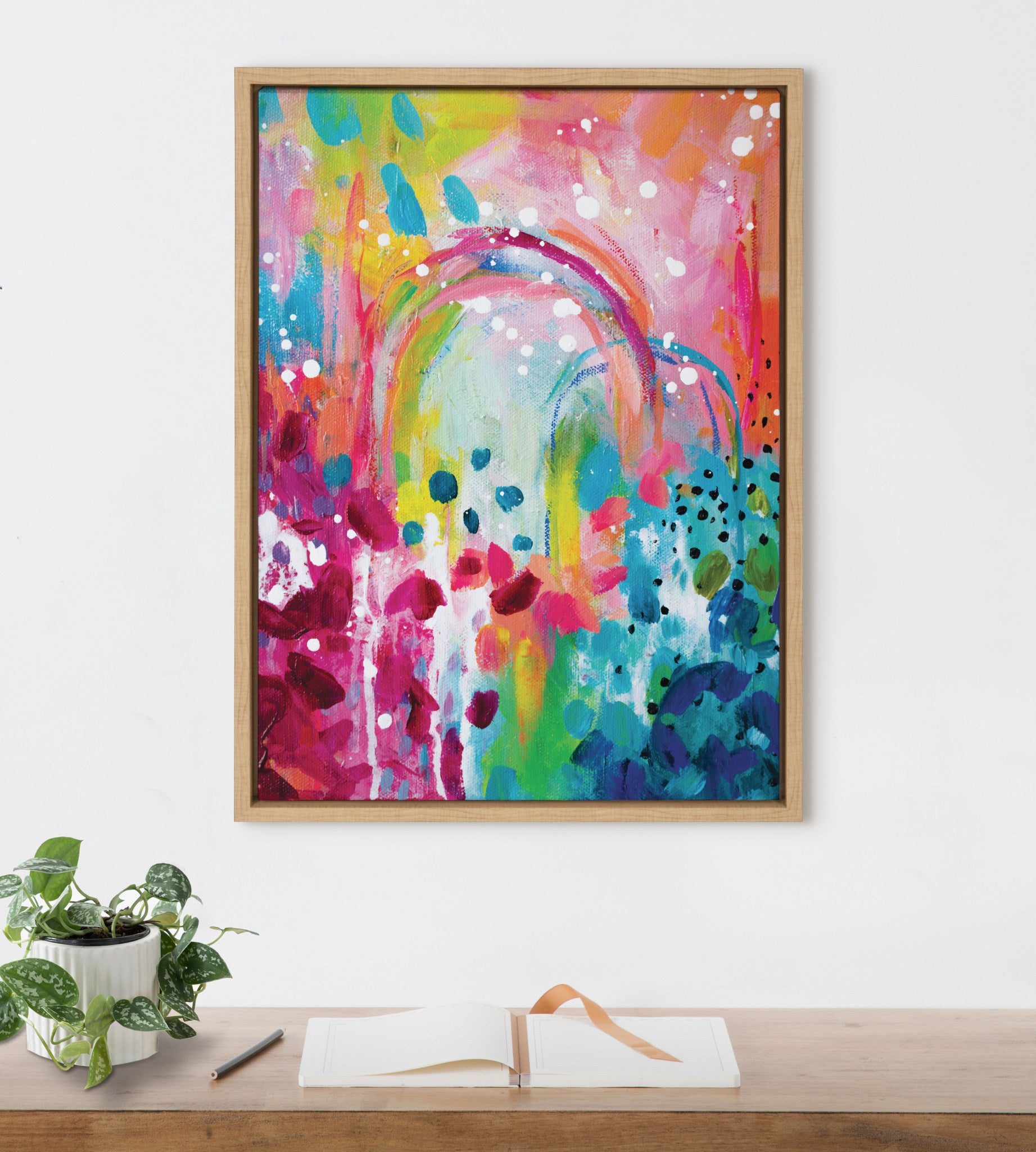 Sylvie Chasing Rainbows Framed Canvas by Rachel Christopoulos