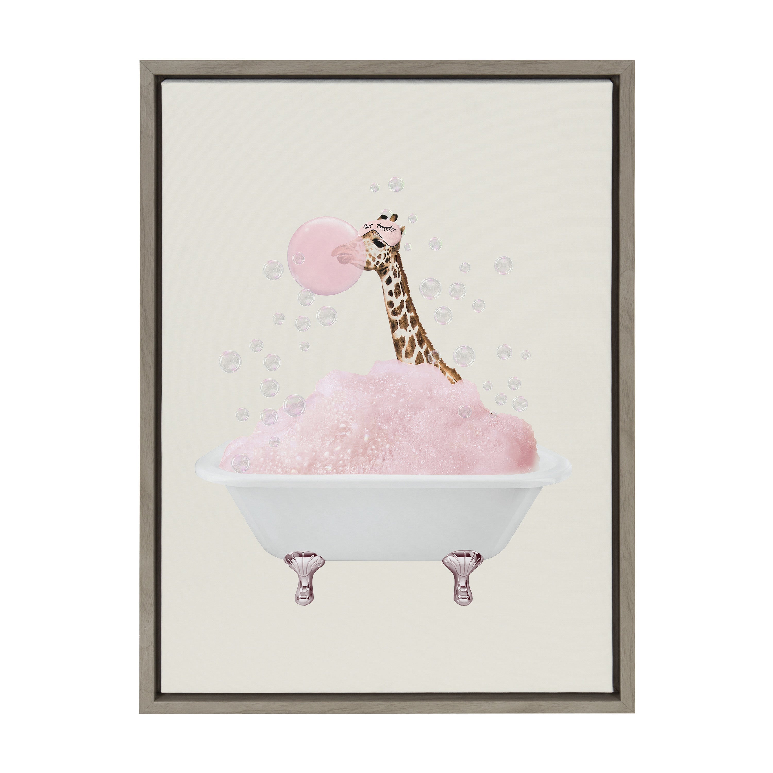 Sylvie Giraffe Taking a Bath Framed Canvas by July Art Prints