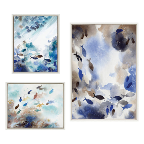 Sylvie Obstacles, Adventure and Nourish Framed Canvas Art Set by Janet Meinke-Lau