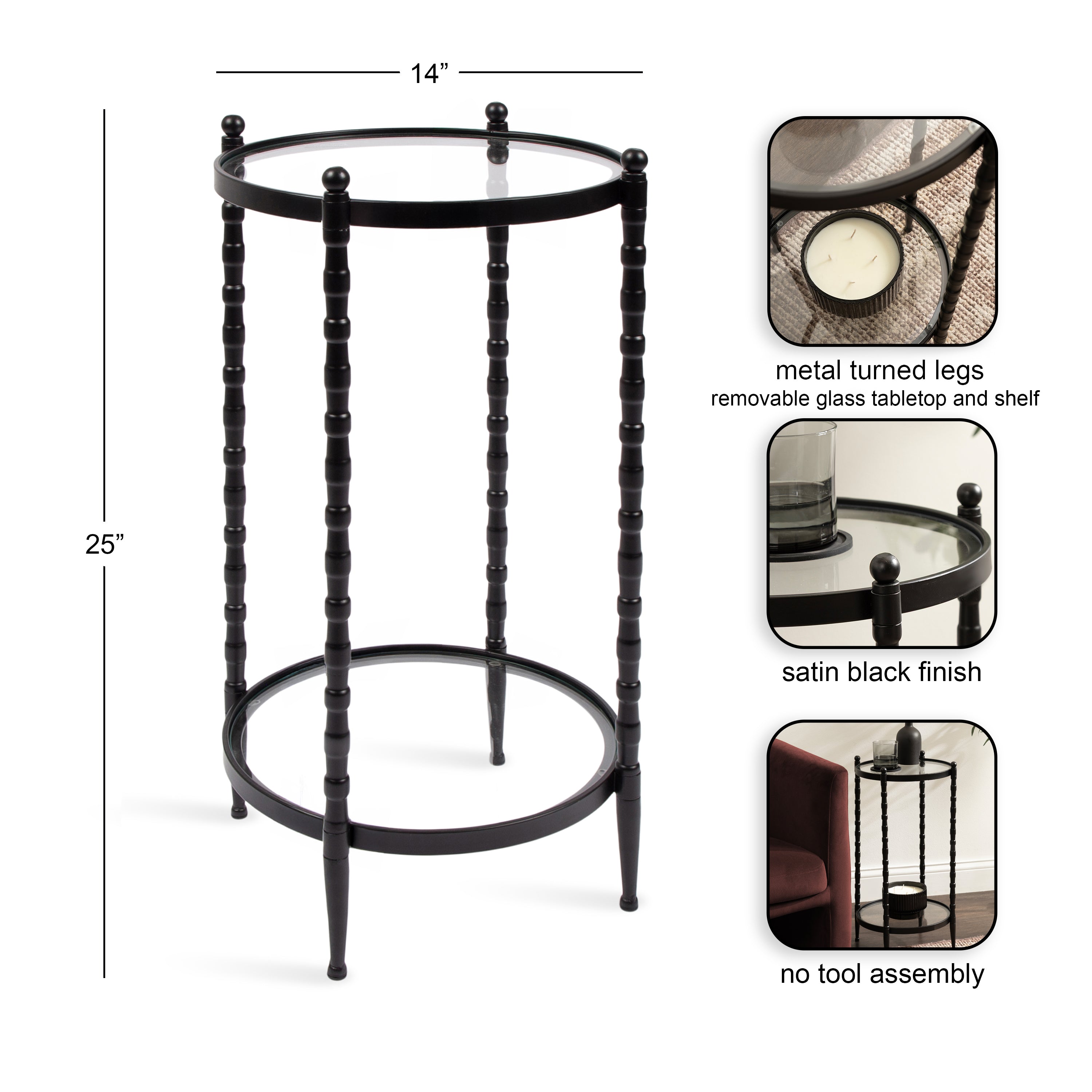 Side Table 14x14x25 Black 2