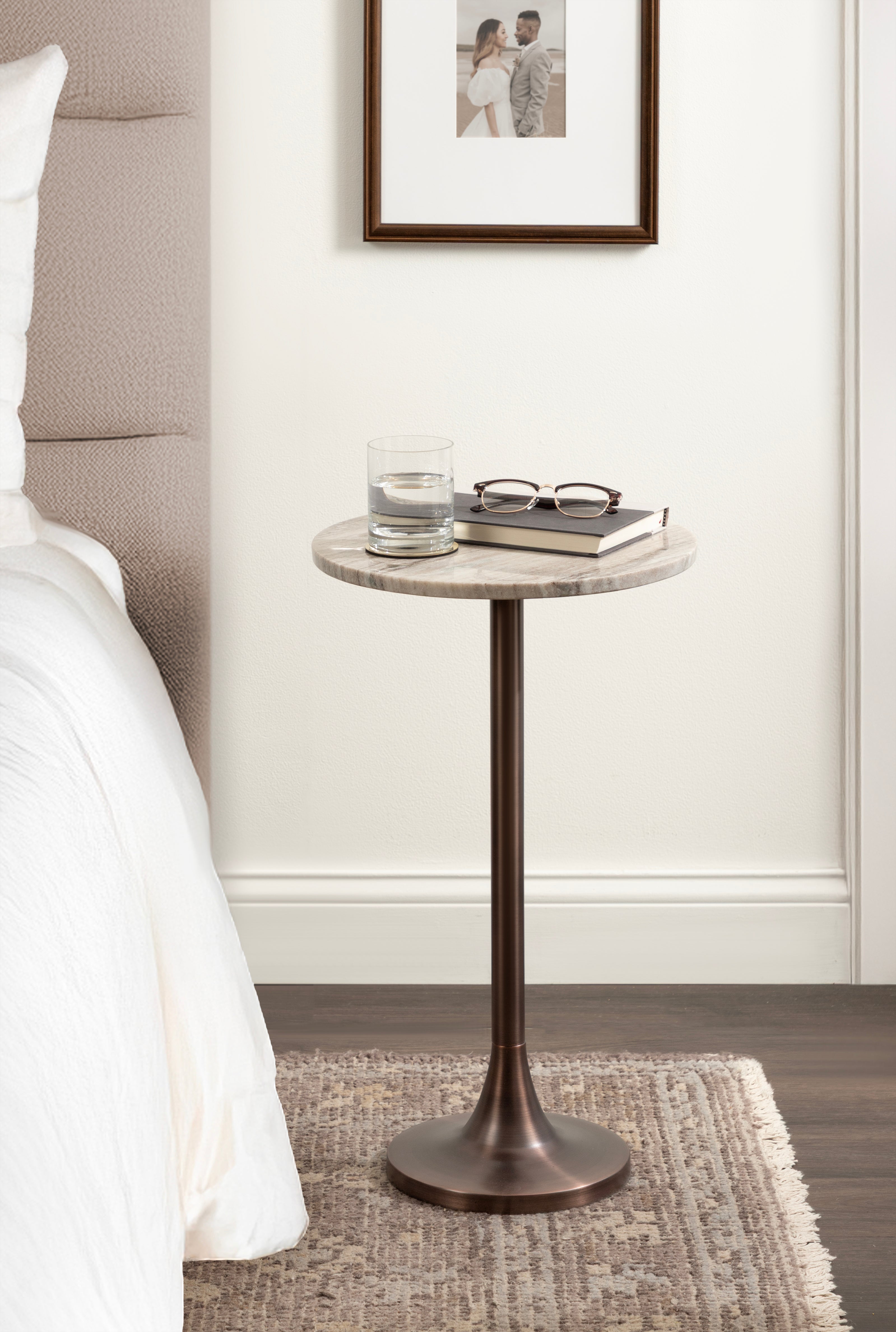 Drink Table Beige Bronze 14x14x24 7