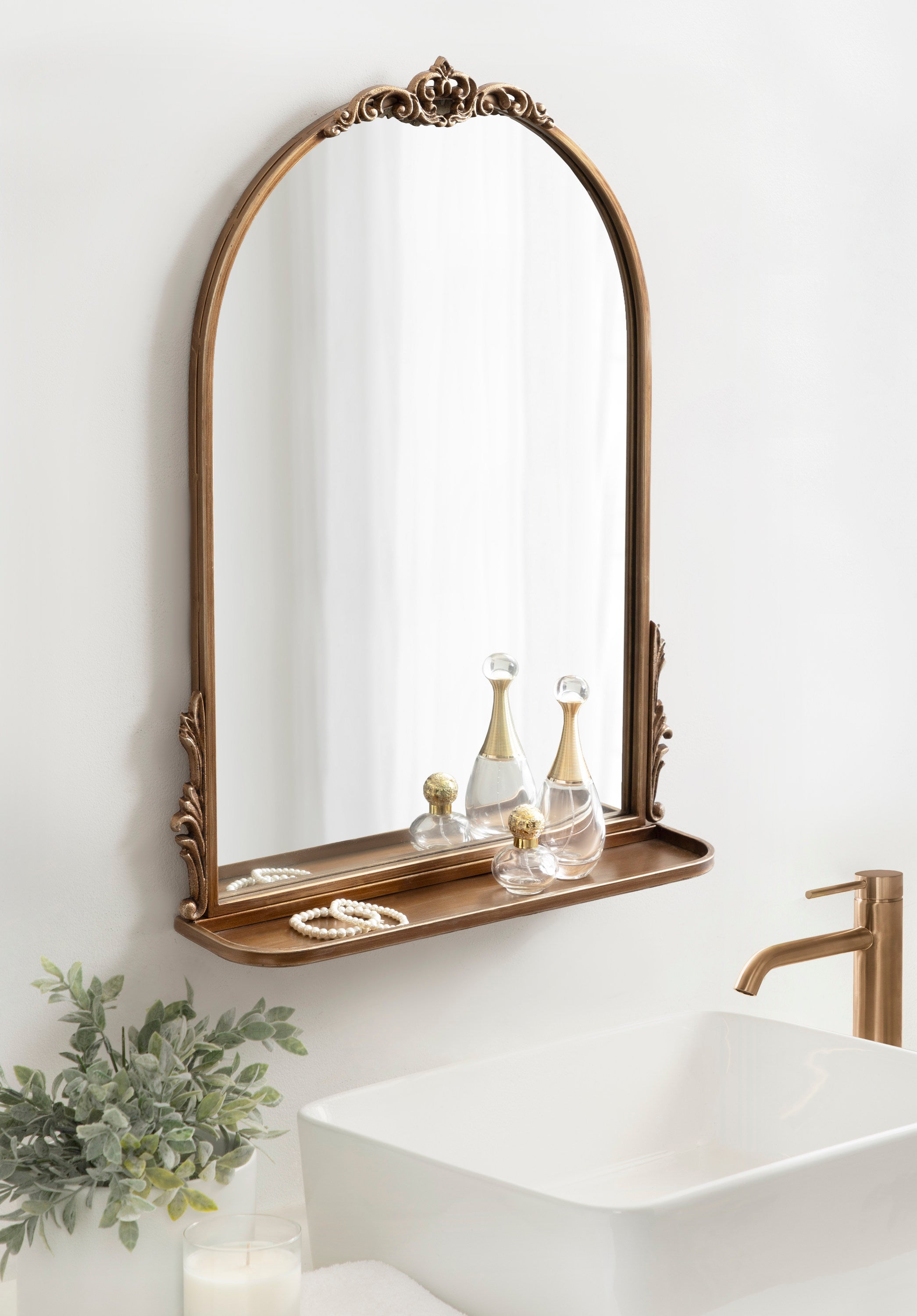Myrcelle Arched Wall Mirror with Shelf