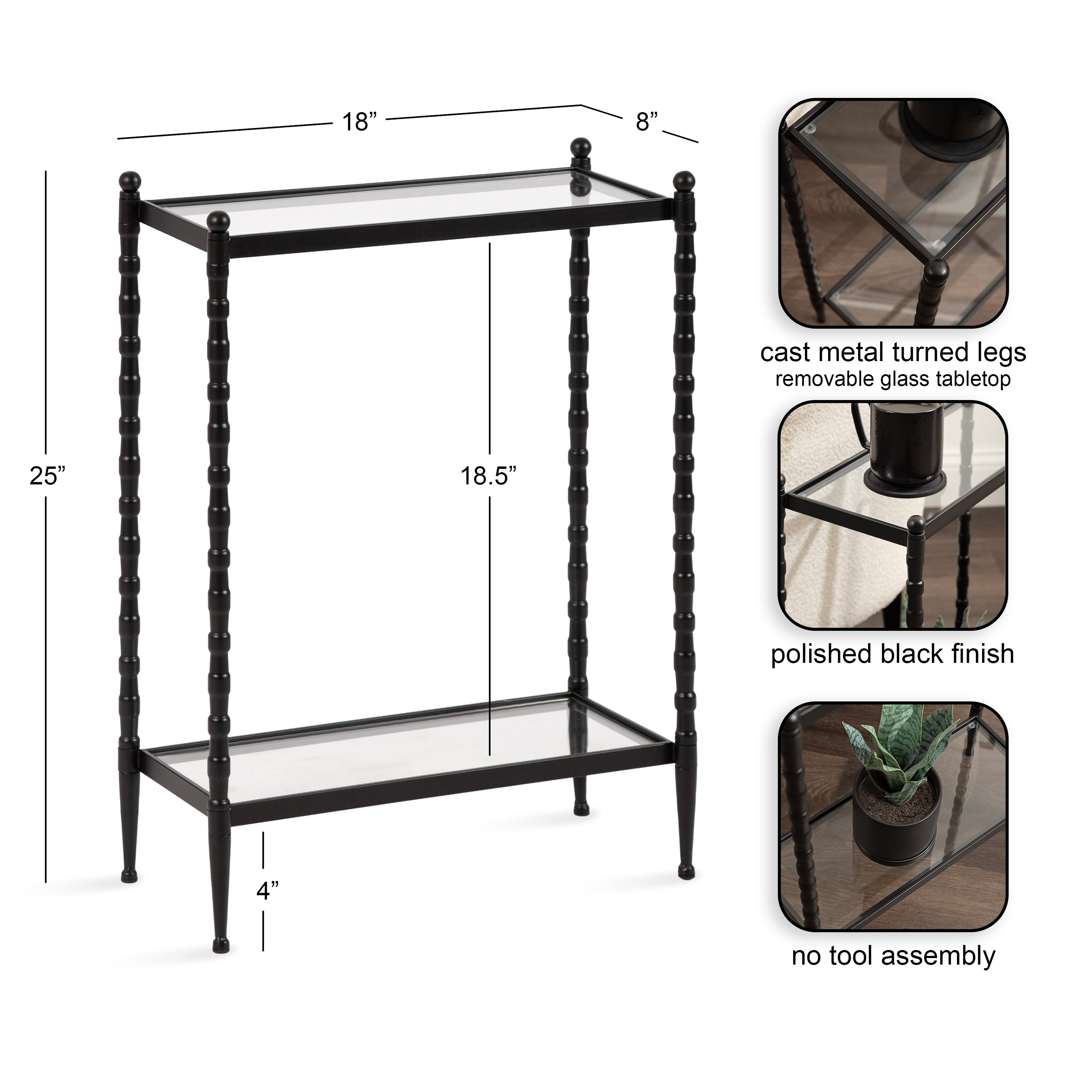 Side Table 18x8x25 Black 2