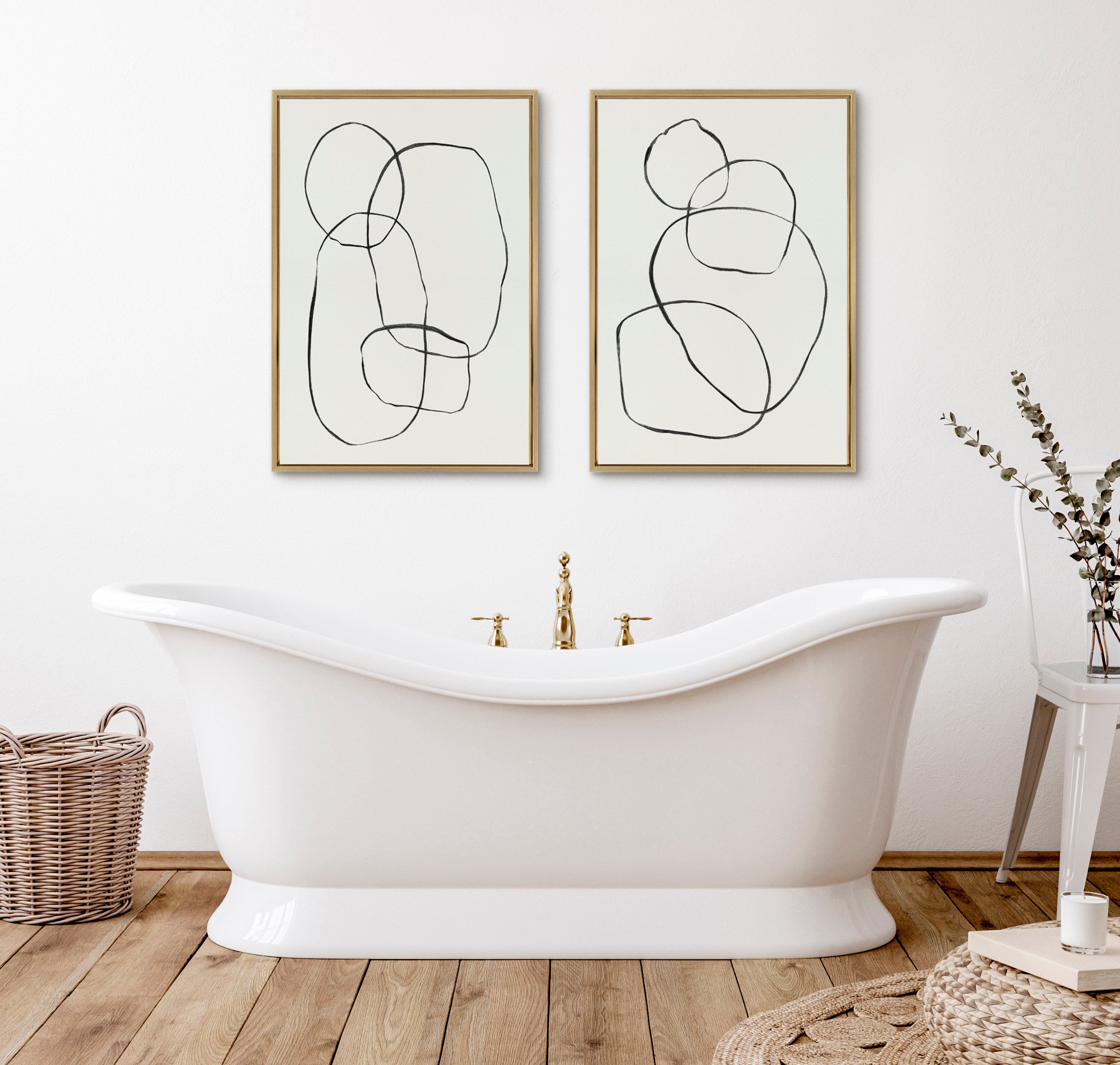 Sylvie Going in Circles Framed Textured Canvas Set by Teju Reval of SnazzyHues