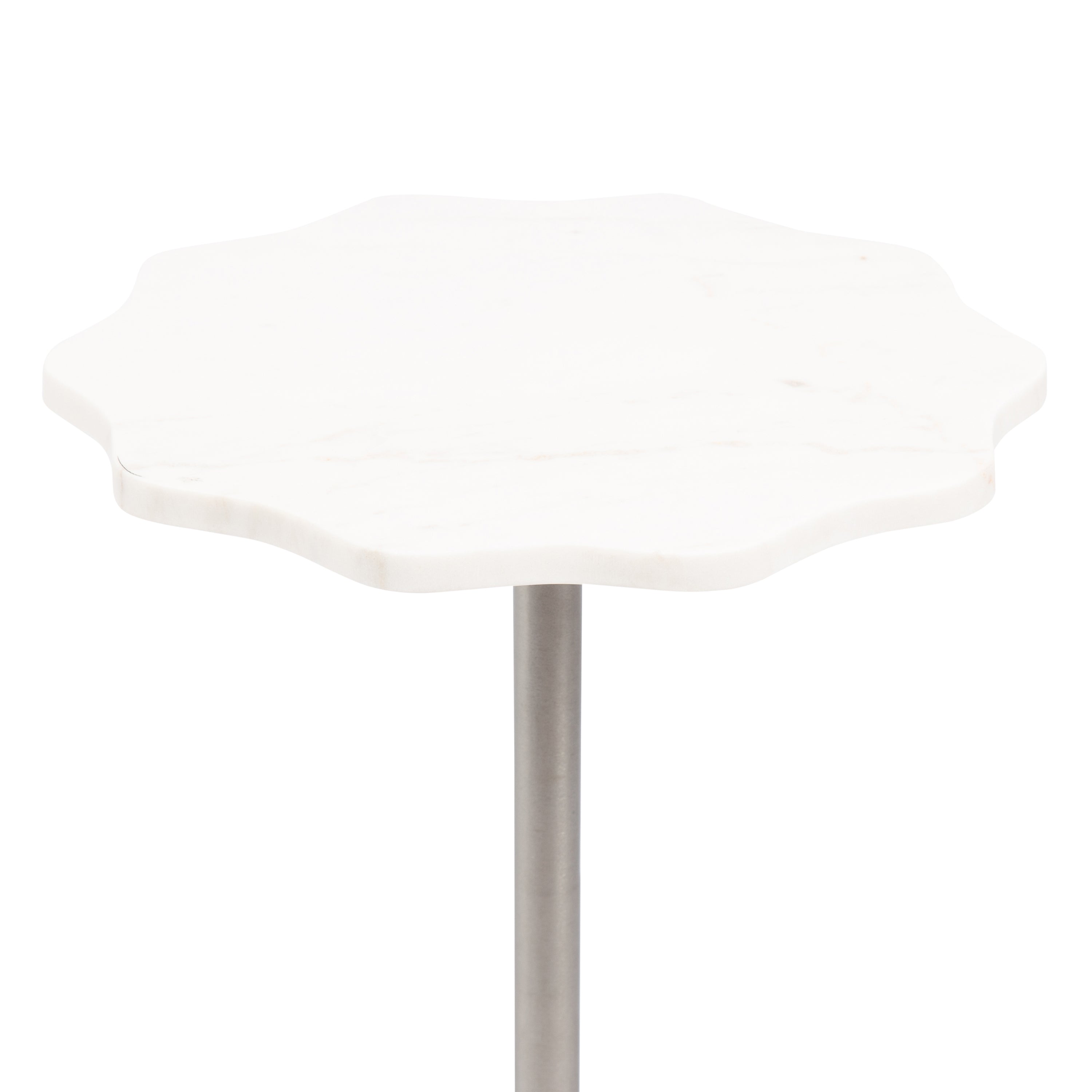 Side Table White Silver 14x14x24 3