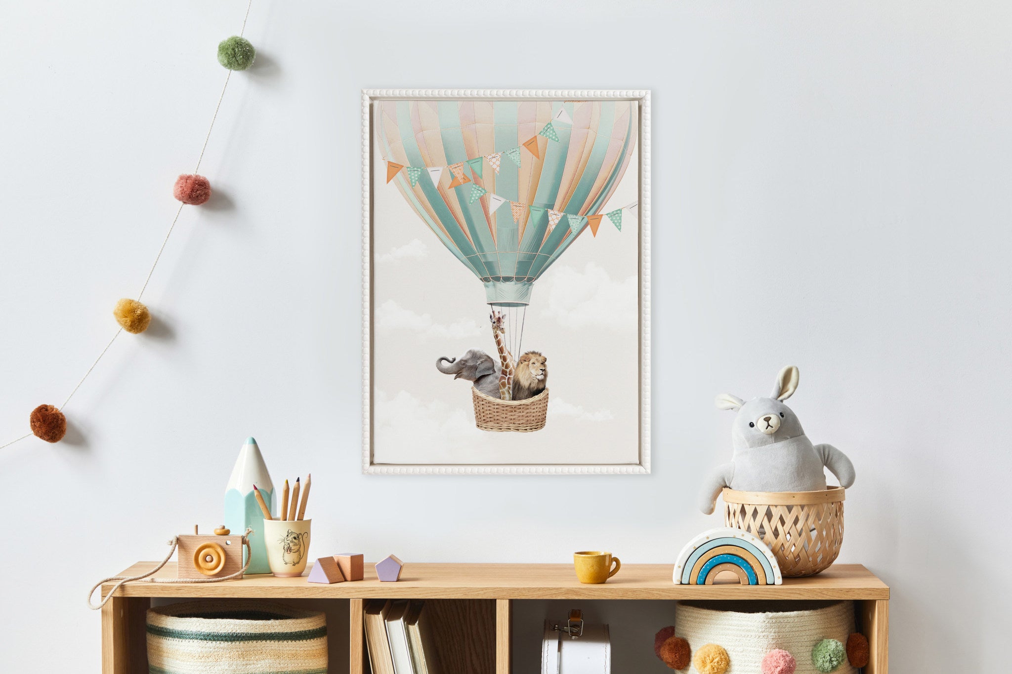 Sylvie Beaded Hot Air Balloon Travel Framed Canvas by July Art Prints