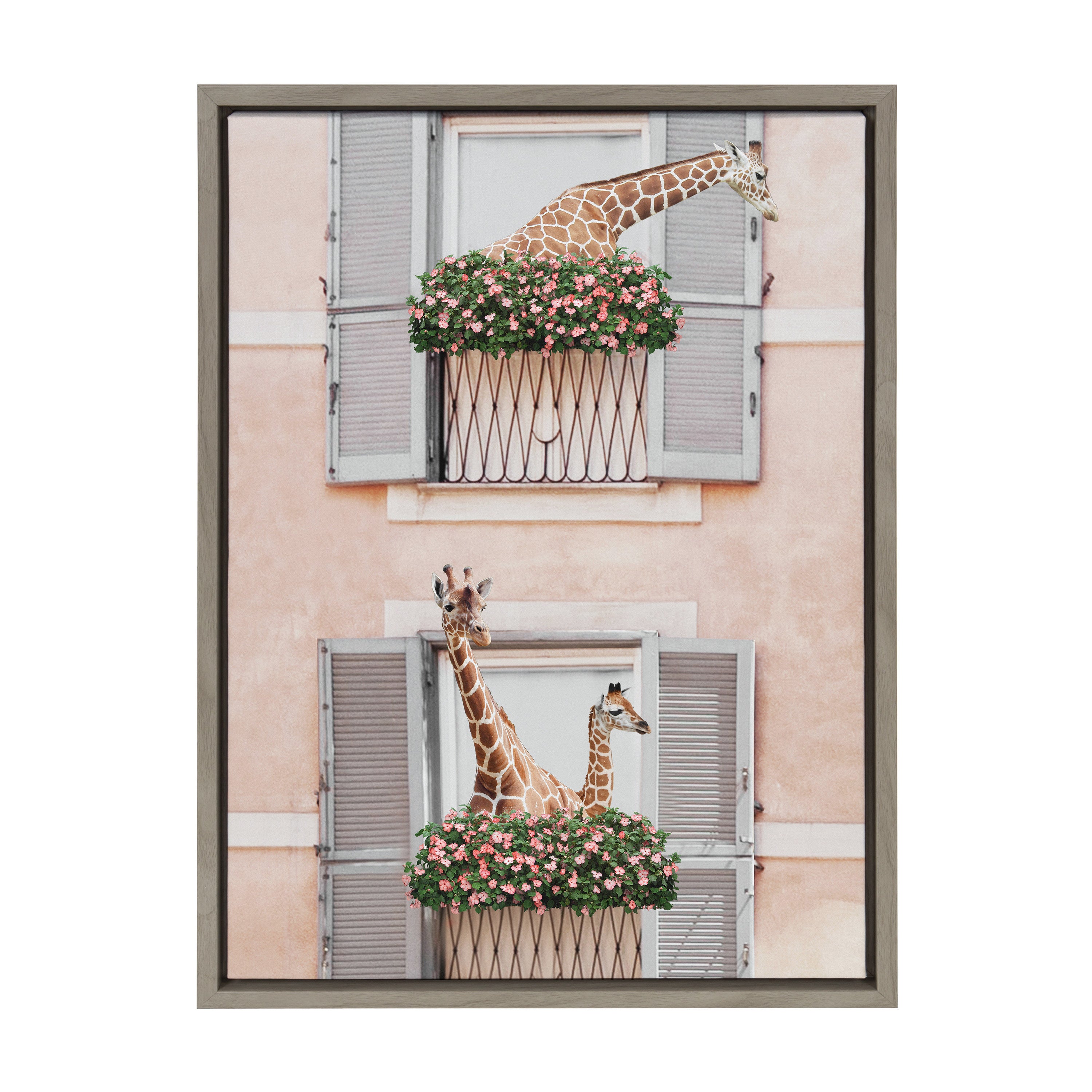 Sylvie Giraffe Neighbors Framed Canvas by July Art Prints