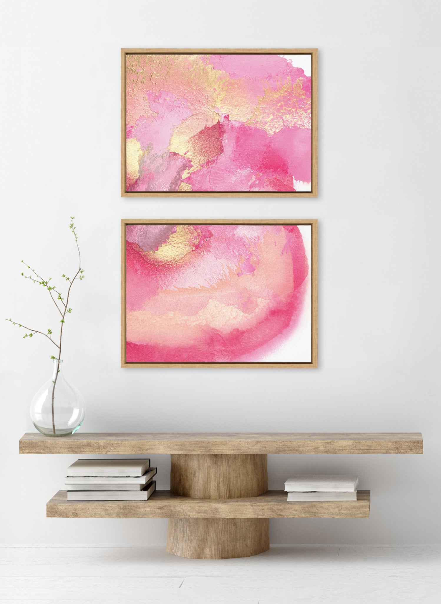 Sylvie MP Pink Golden Hour 1 and 2 Framed Canvas Art Set by Mentoring Positives