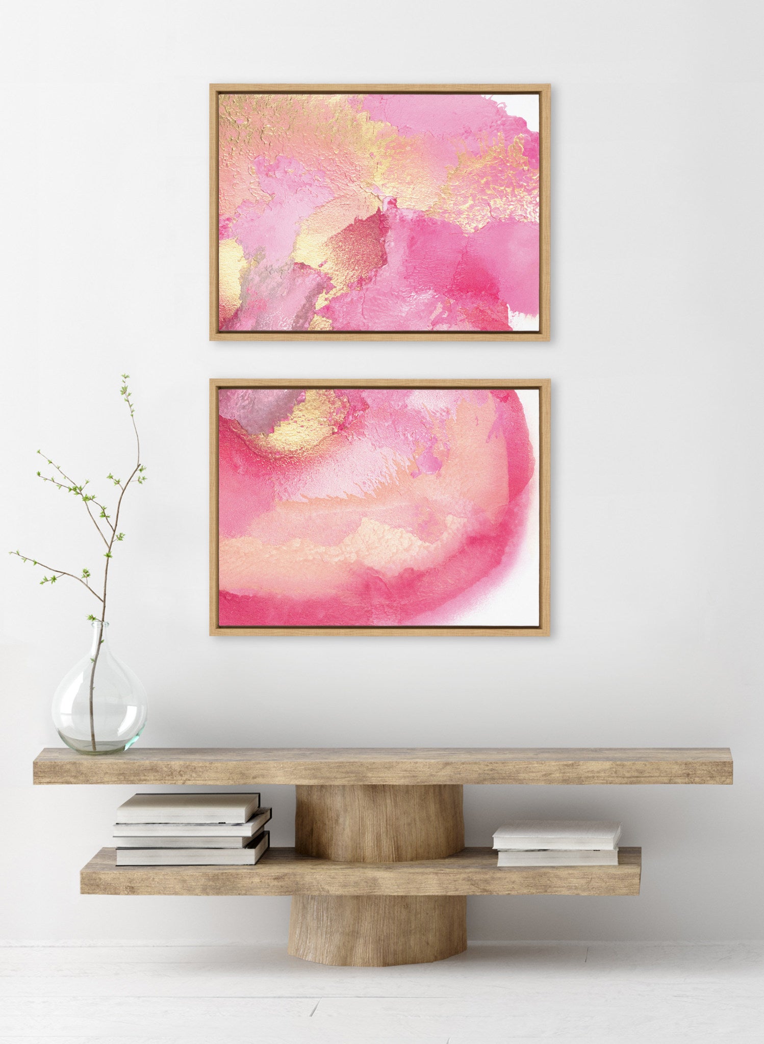 Sylvie Pink Golden Hour 1 and 2 Framed Canvas Art Set by Mentoring Positives