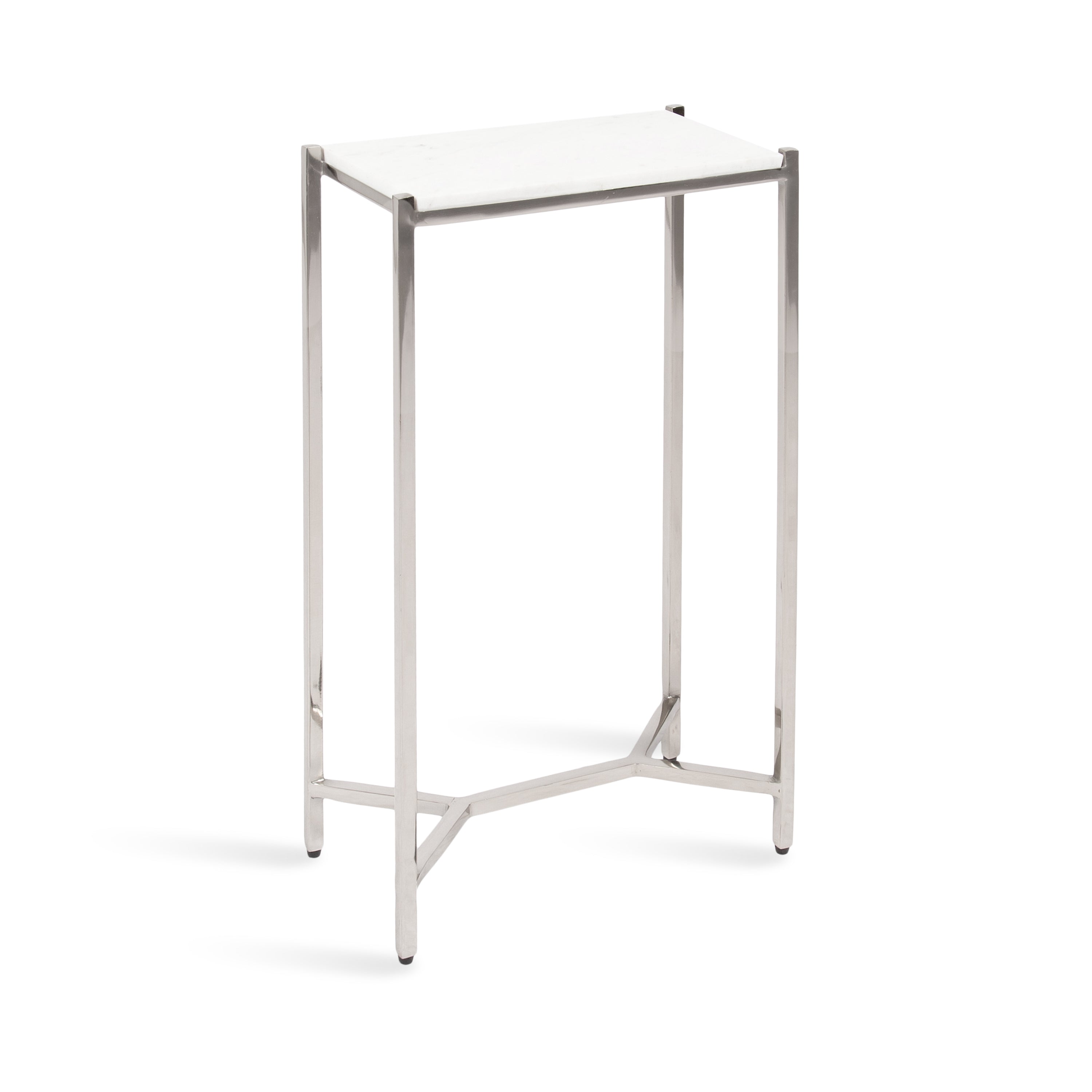 Side Table 12x7x22 Silver White 1