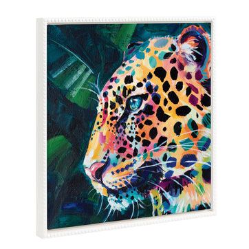 Sylvie Beaded Leopard Glow Framed Canvas by Rachel Christopoulos