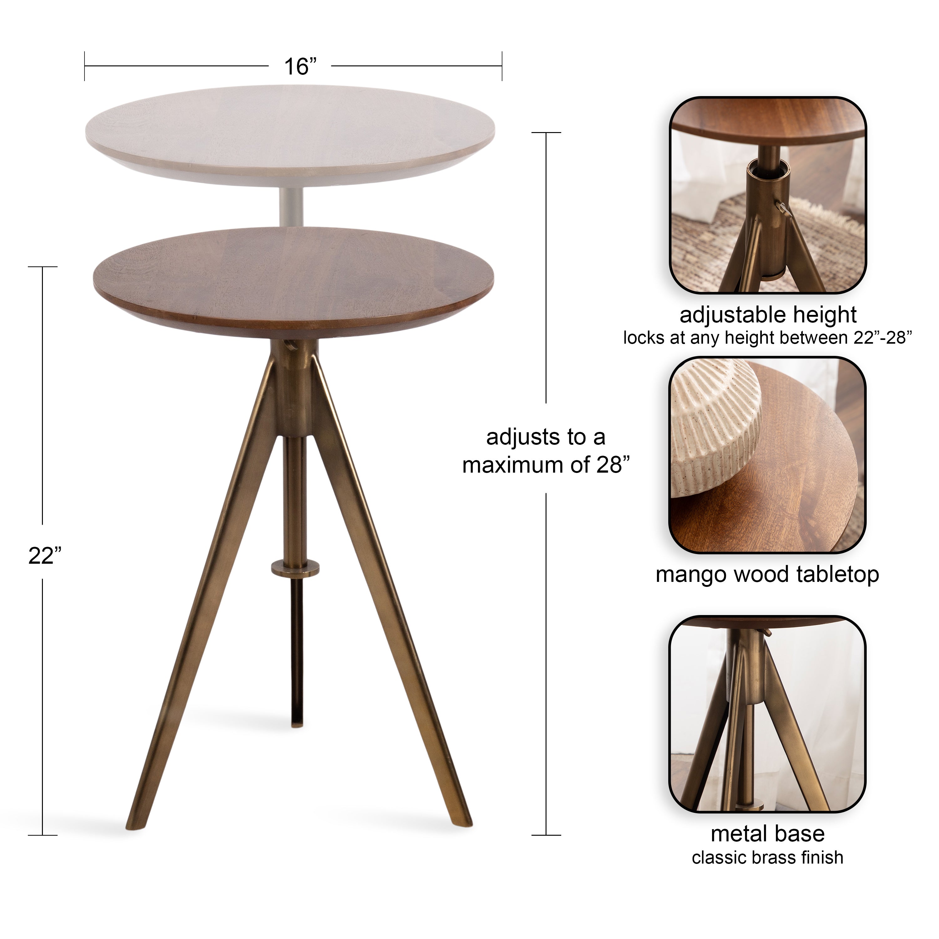 Keres Adjustable Side Table