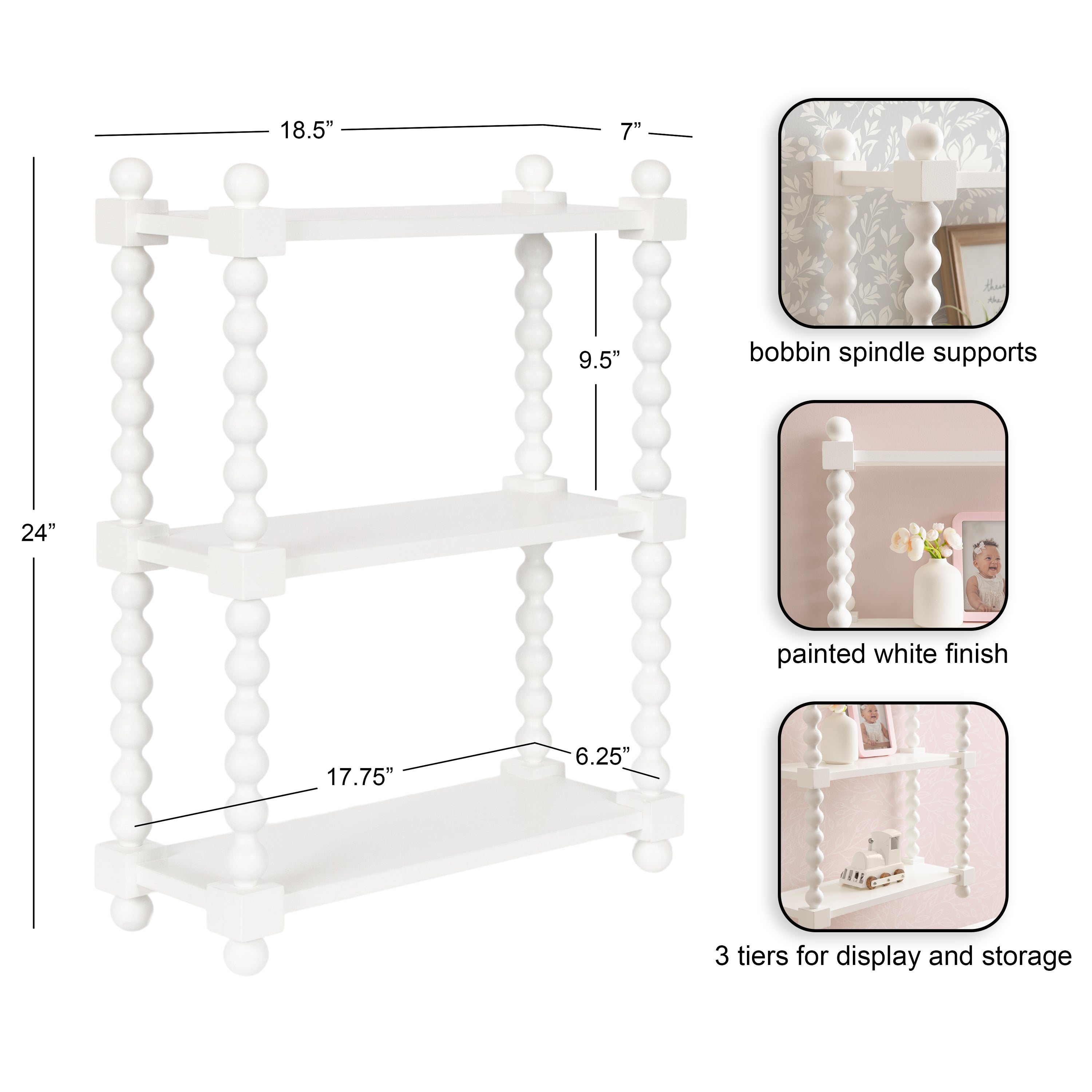 Accent Shelf White 19x7x24 2