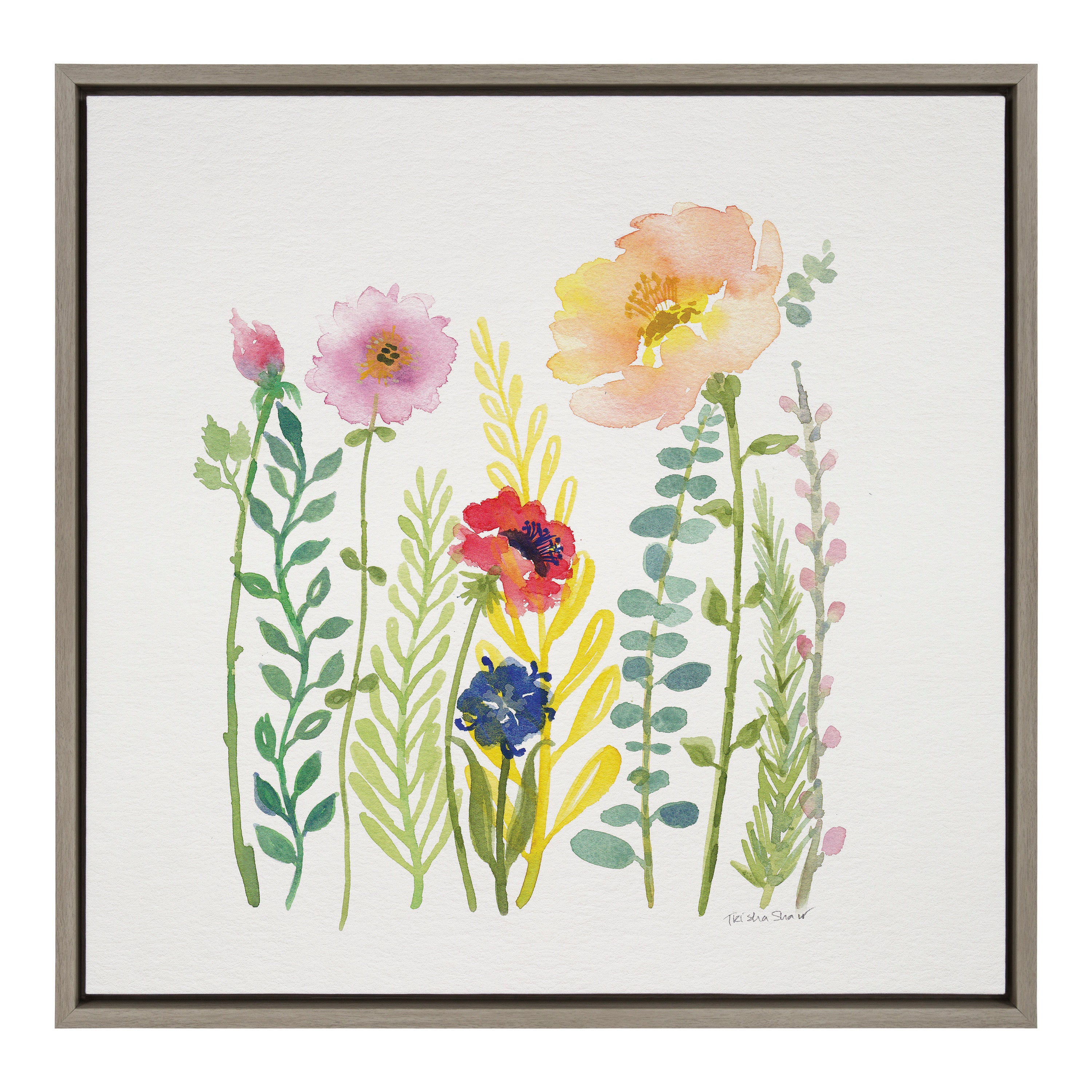 Sylvie Flowers and Ferns Framed Canvas by Patricia Shaw