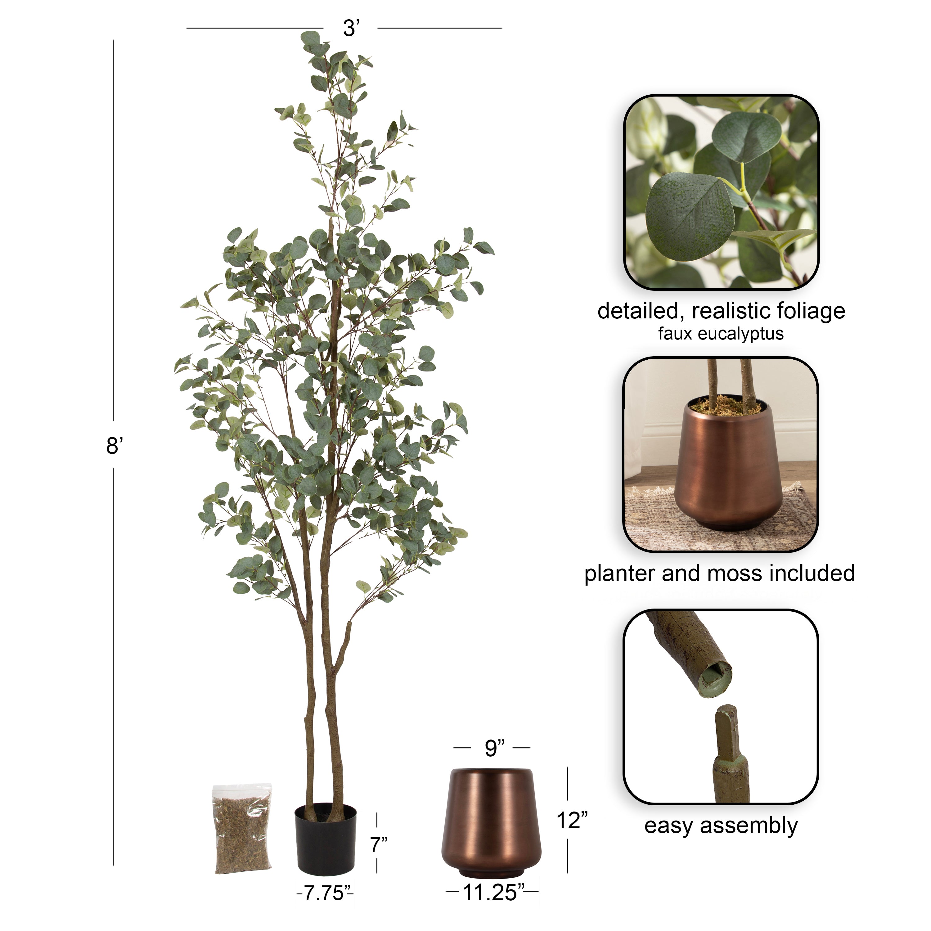Faux Tree Bronze 8' 2
