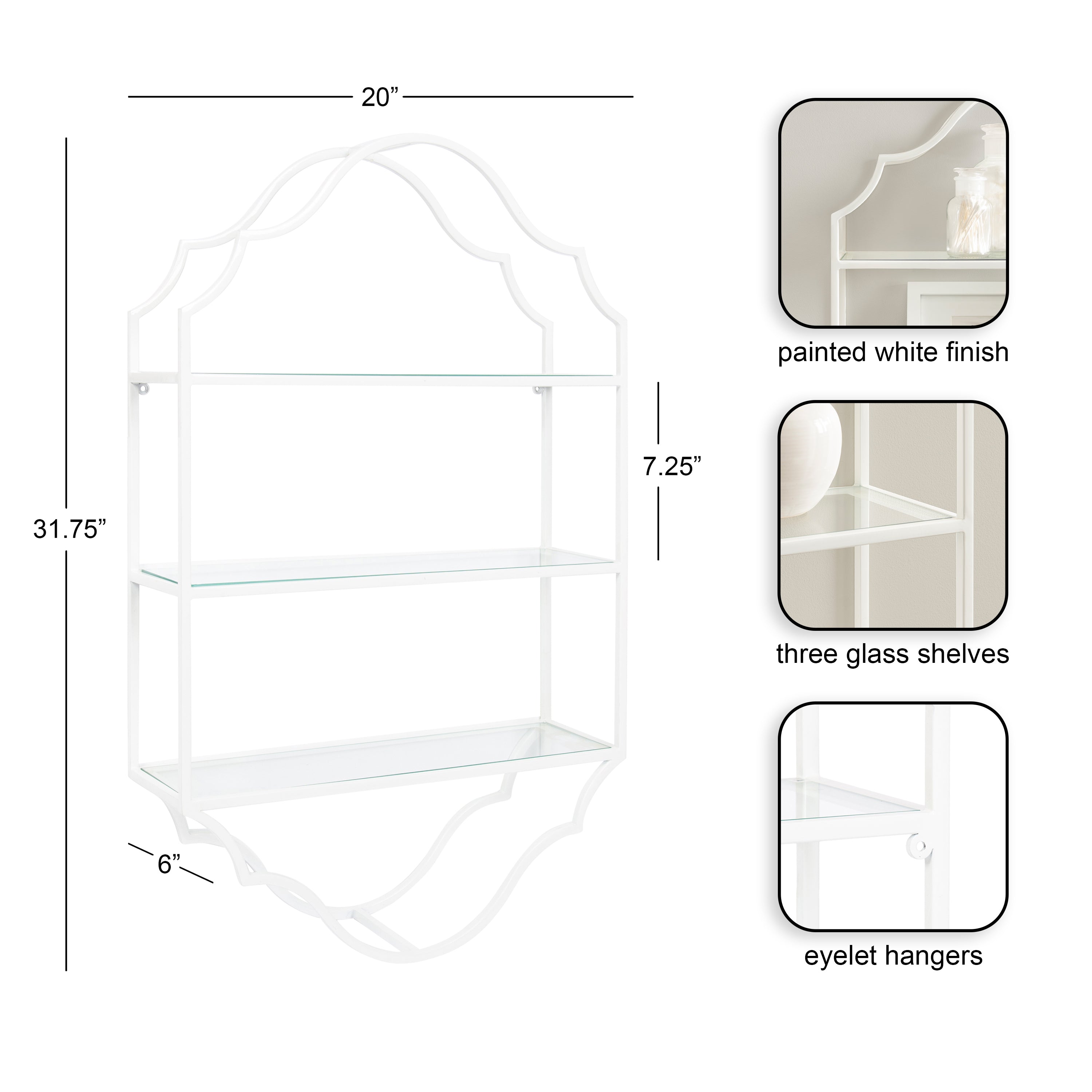 Accent Shelf White 20x6x32 2