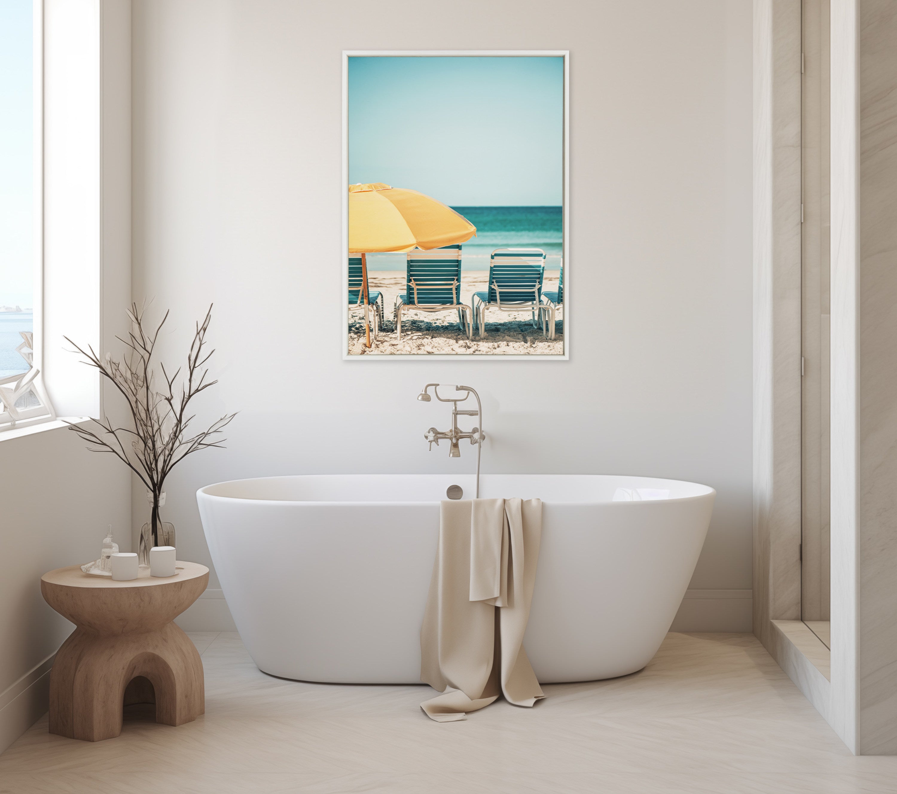 Sylvie Yellow Umbrella 2 Framed Canvas by Alicia Bock