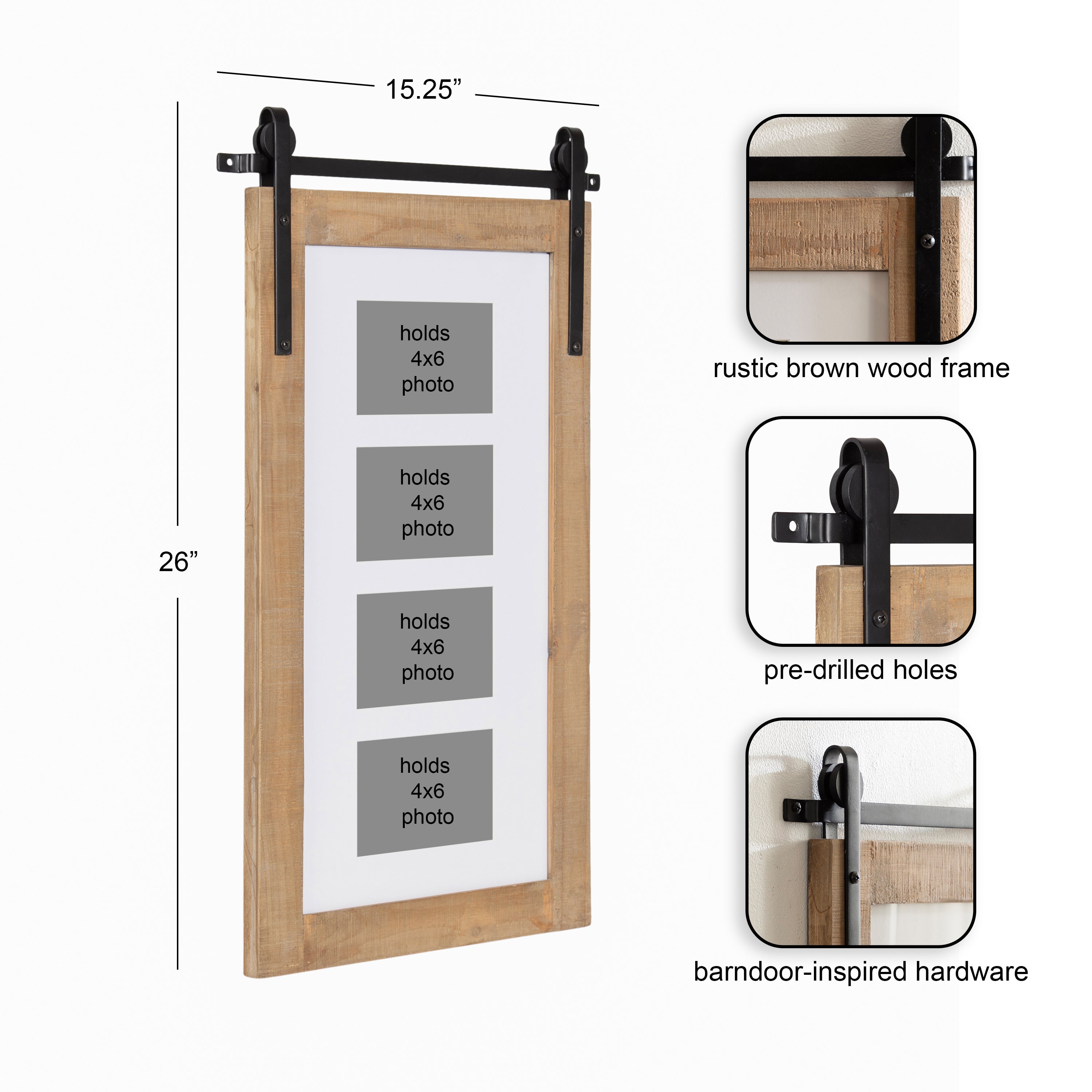Wall Frame Rustic Brown 10x20 matted to 4op 2