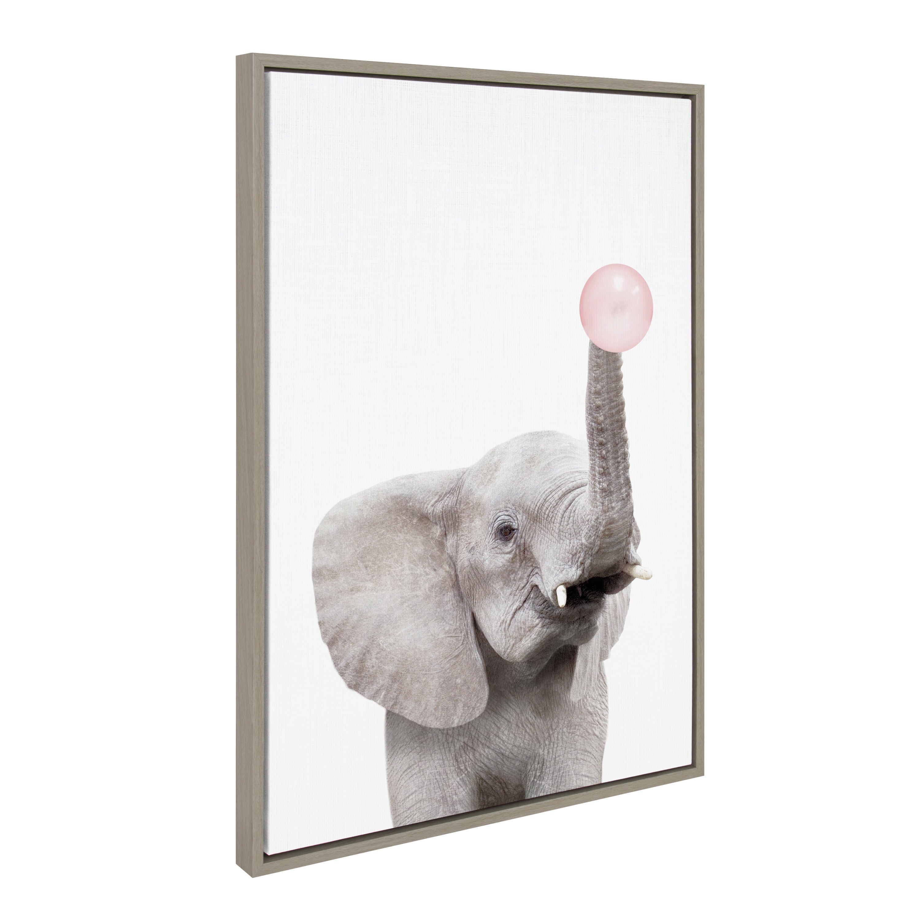 Sylvie Bubble Gum Elephant Framed Canvas by Amy Peterson Art Studio