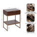 Side Table Dark Brown Gold 18x13x24 2