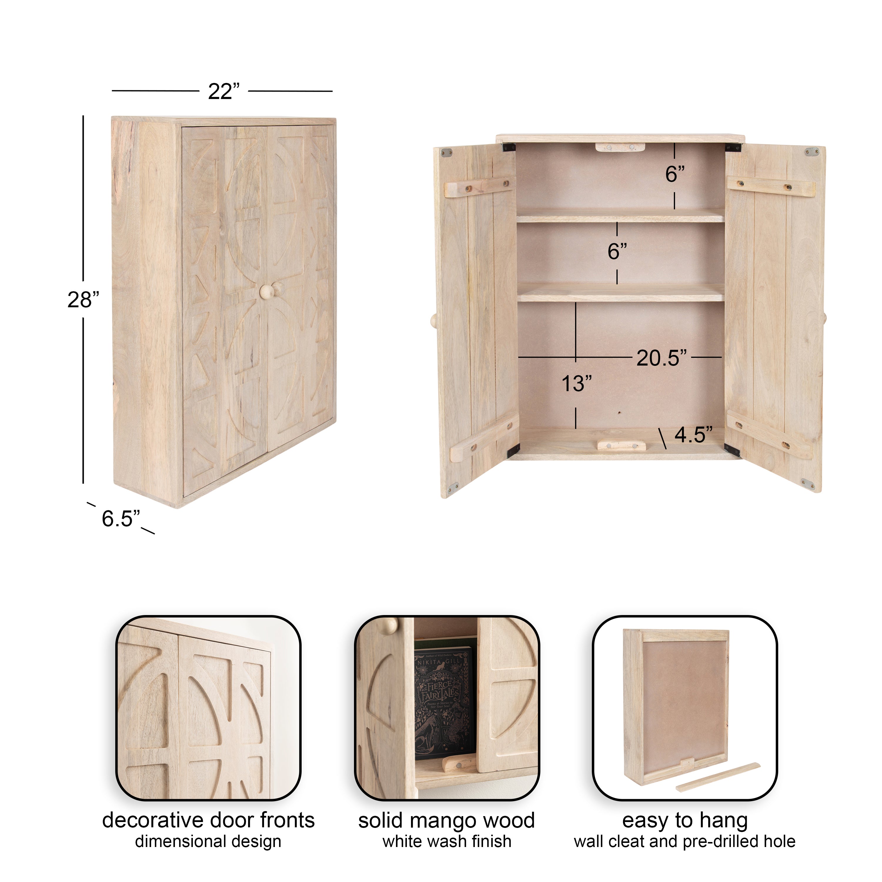 Cabinet Whitewash 22x7x28 2