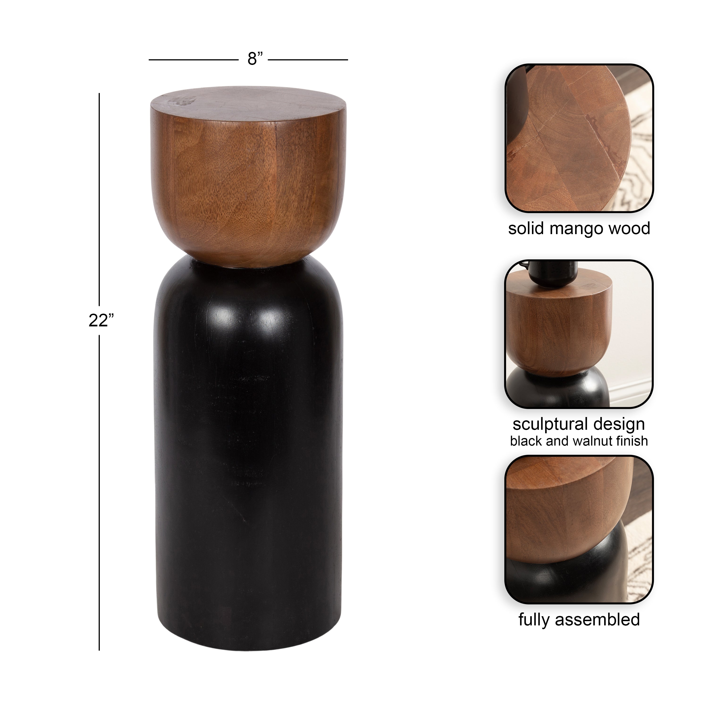 Drink Table Black Walnut Brown 8x8x22 2