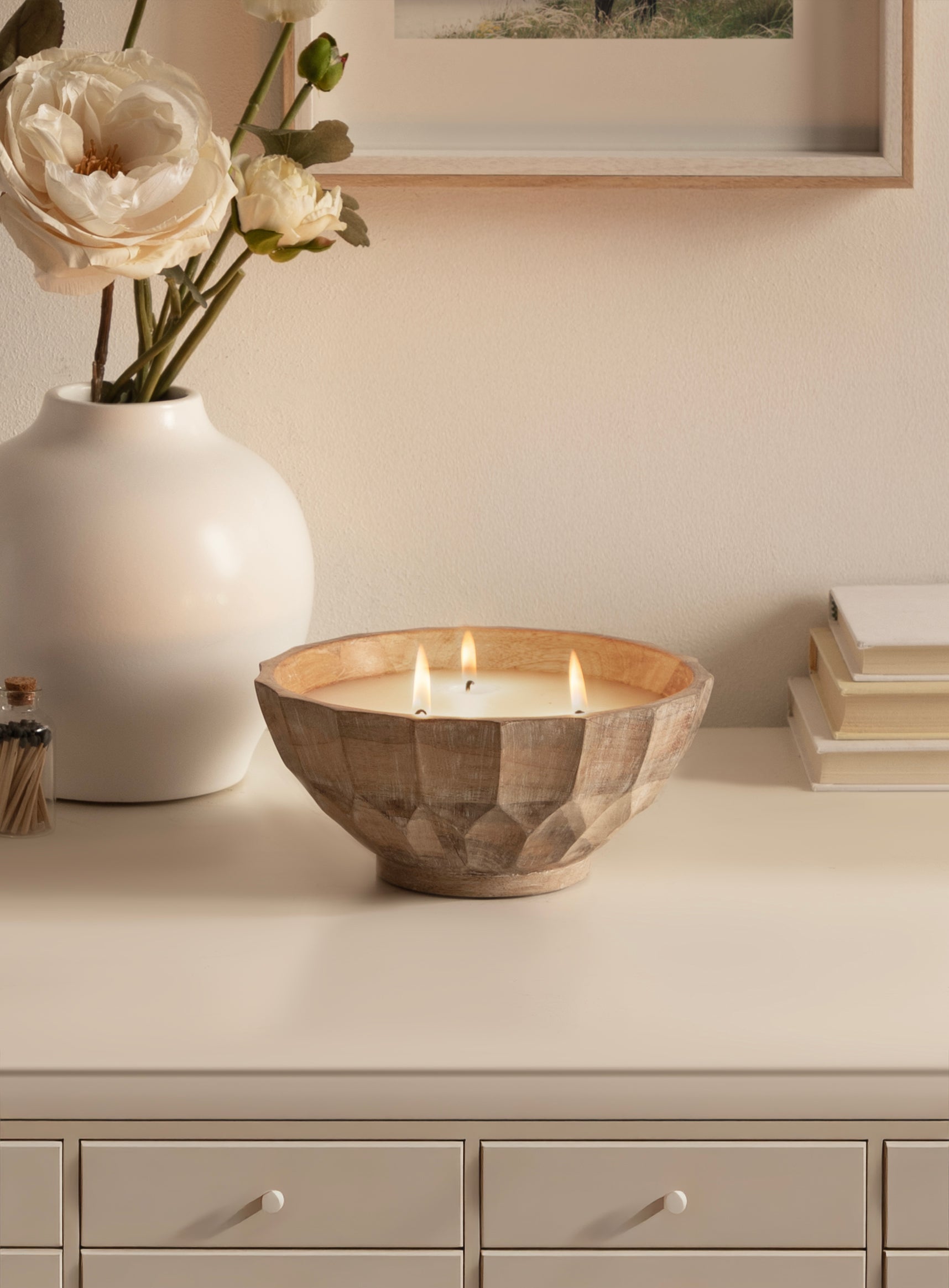 Candle Natural Beige 8" Diameter 6