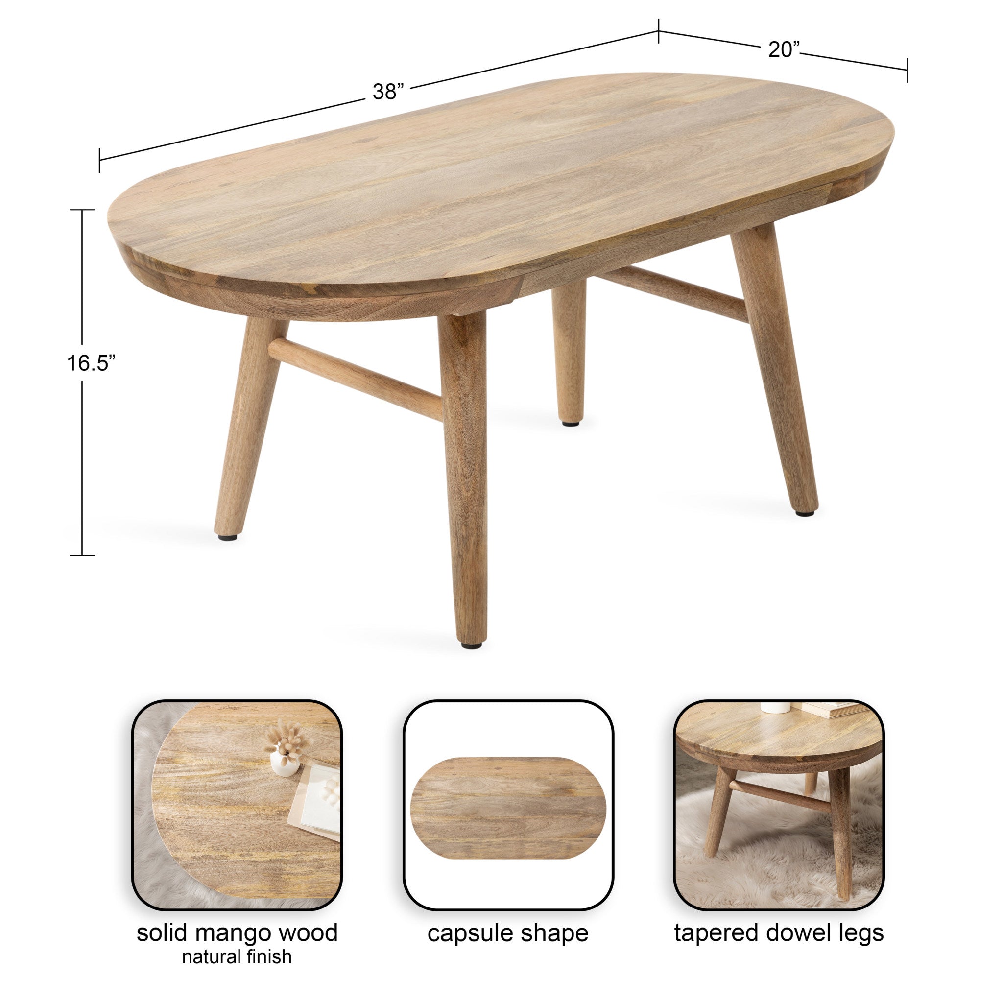 Conan Oval Wood Coffee Table