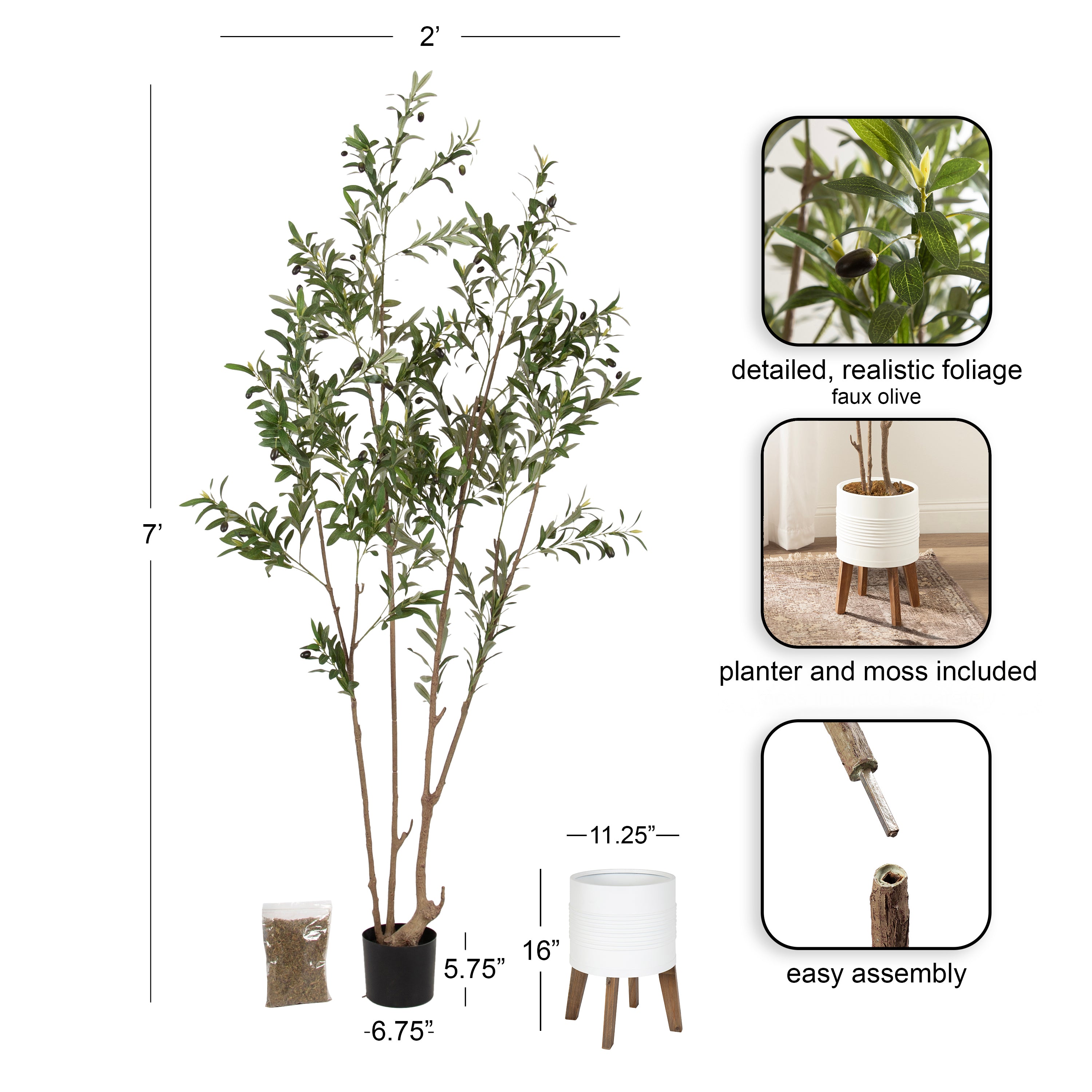 Faux Tree 7.5' White Rustic Brown 2