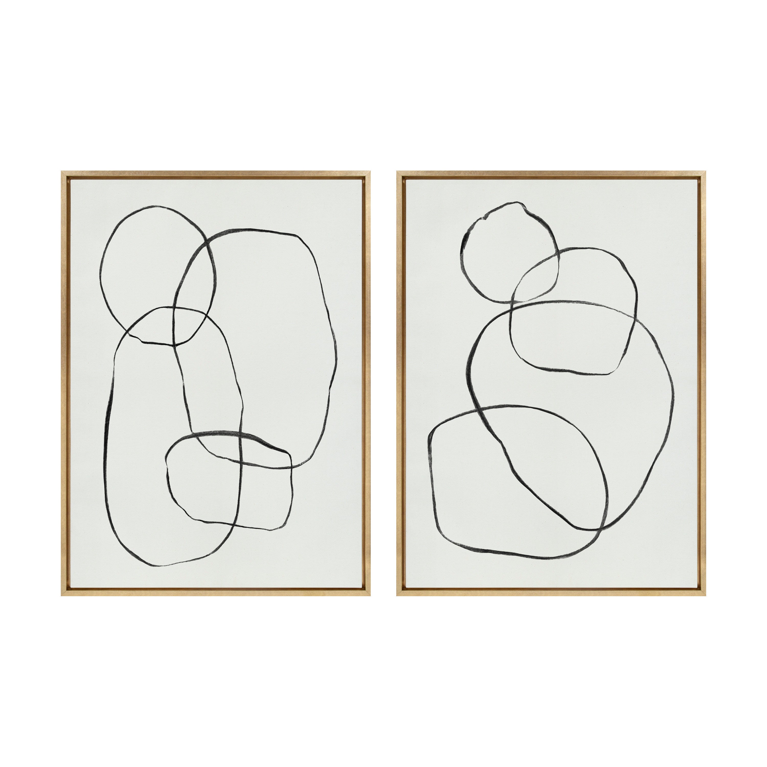Sylvie Going in Circles Framed Textured Canvas Set by Teju Reval of SnazzyHues