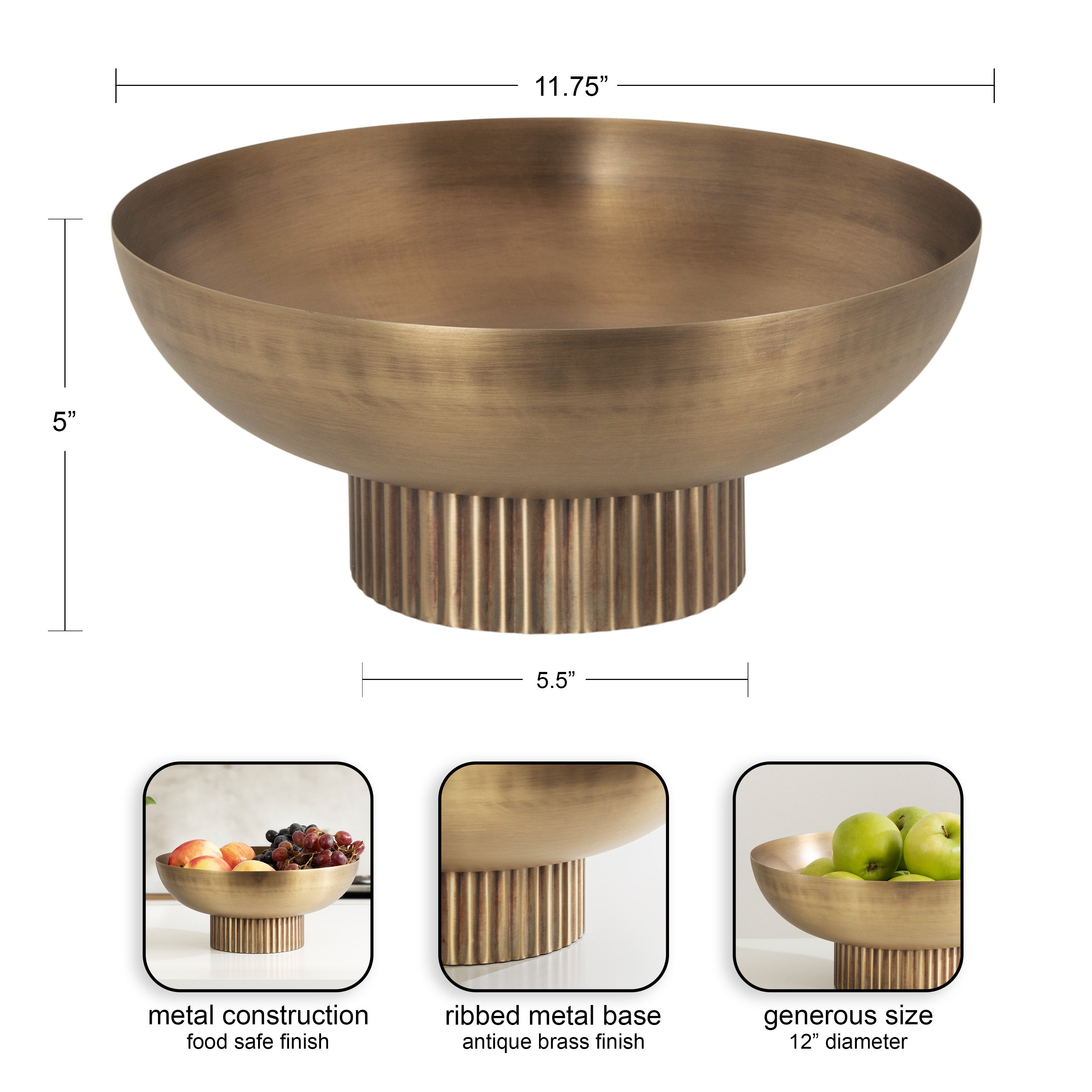 Serving Bowl 12x12x5 Gold 2