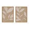 Sylvie Modern Neutral Botanical Abstract Print No 2 and 3 Neutral Linen Framed Canvas Art Set by The Creative Bunch Studio