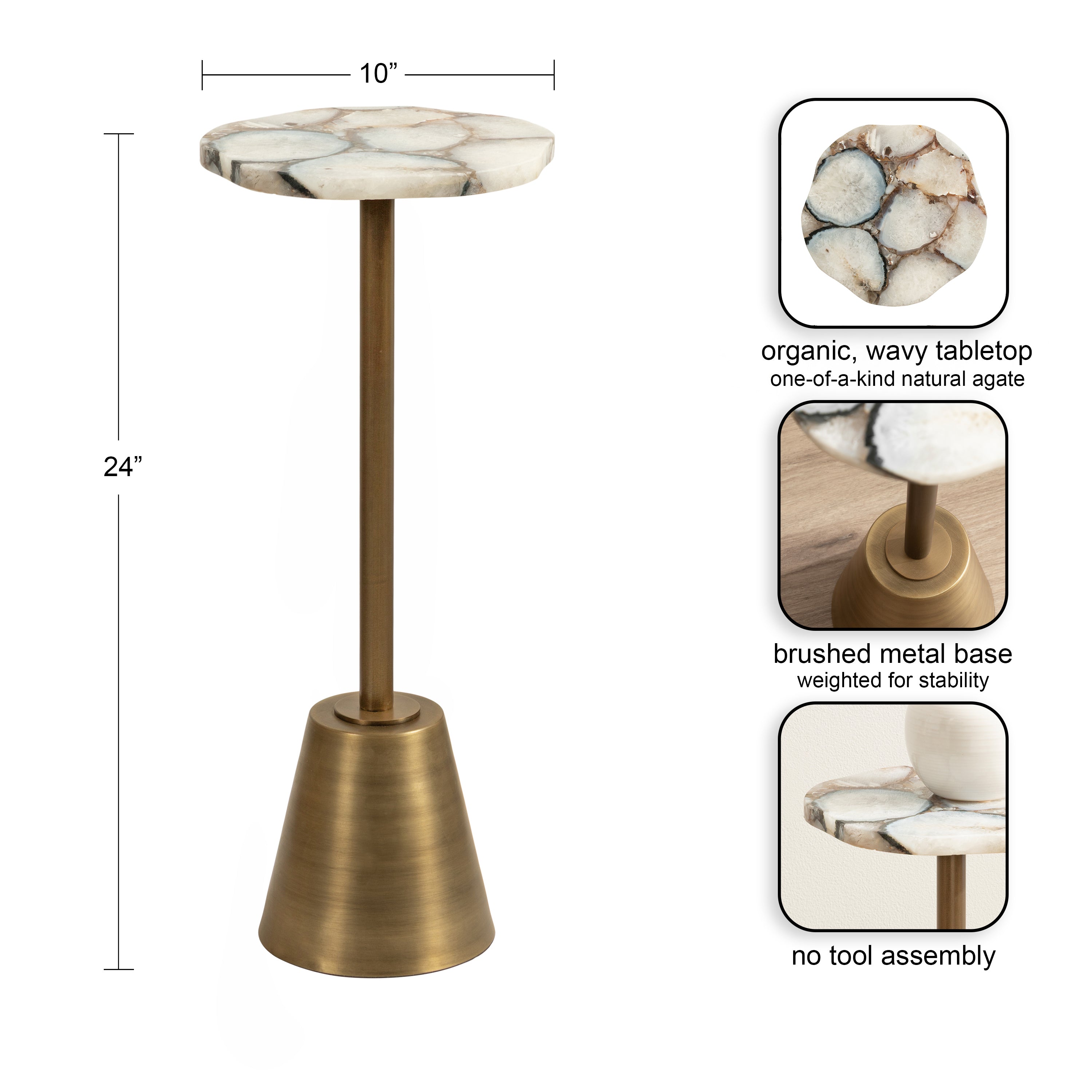 Tira Wavy Organic Stone and Metal Table