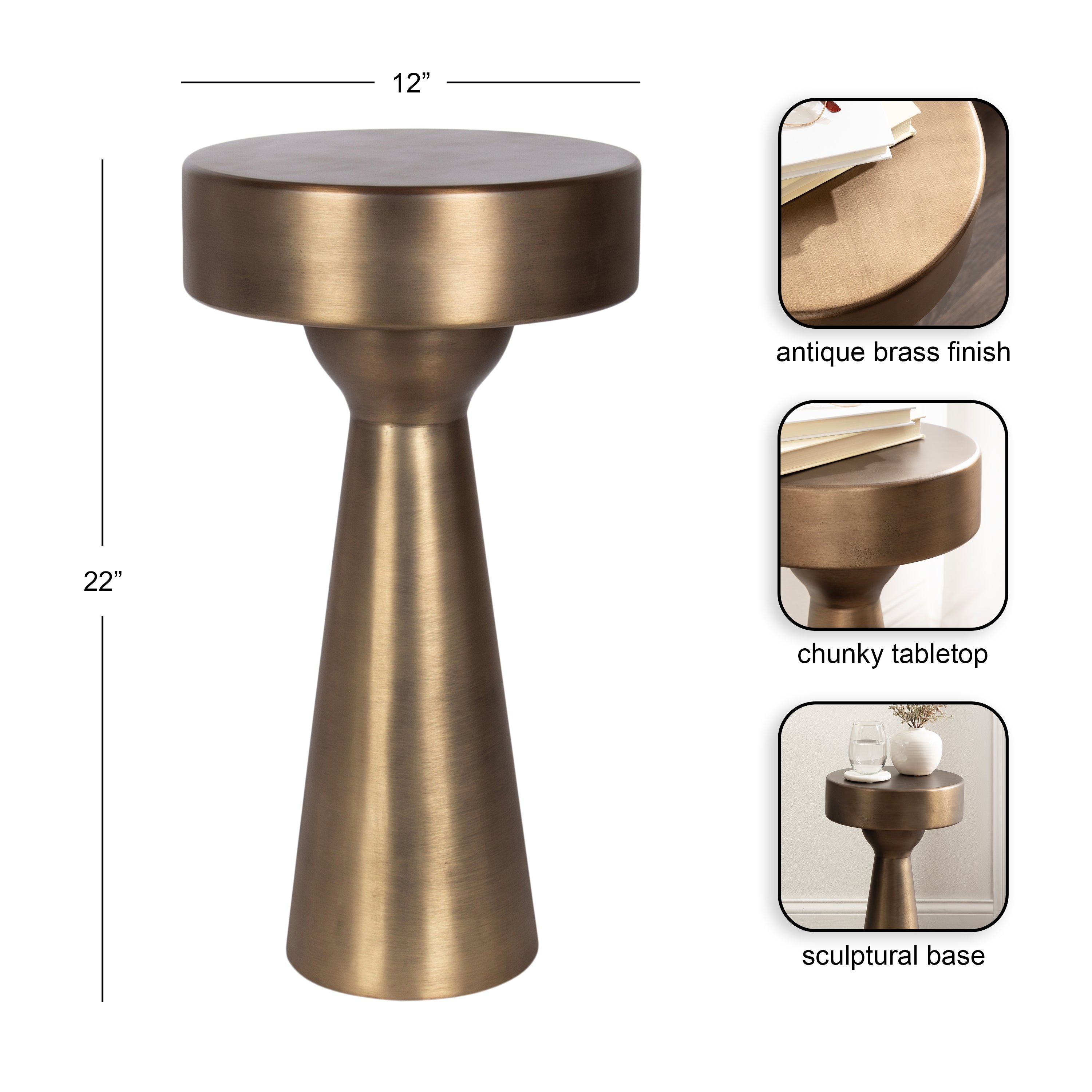 Side Table Gold 12x12x22 2