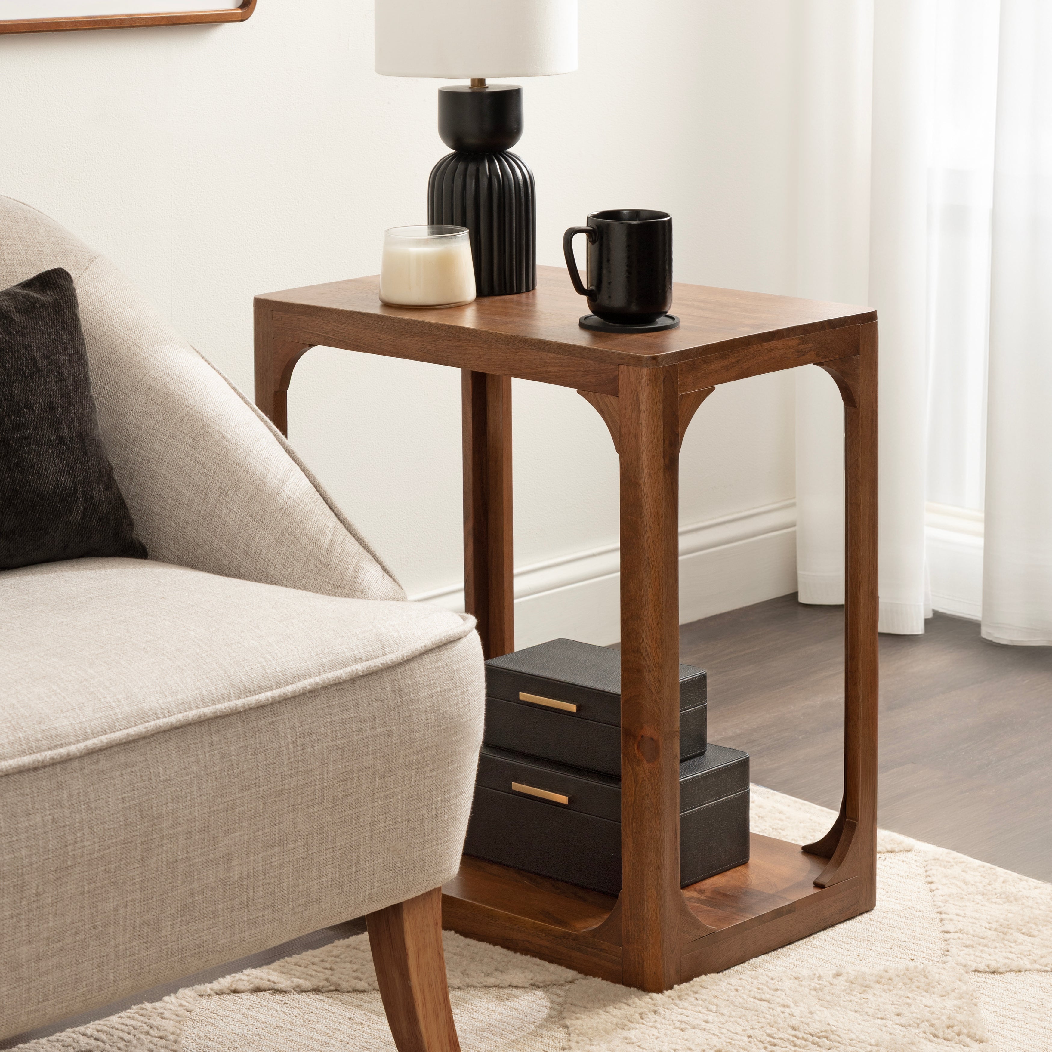 Side Table 22x14x22 Walnut Brown 7