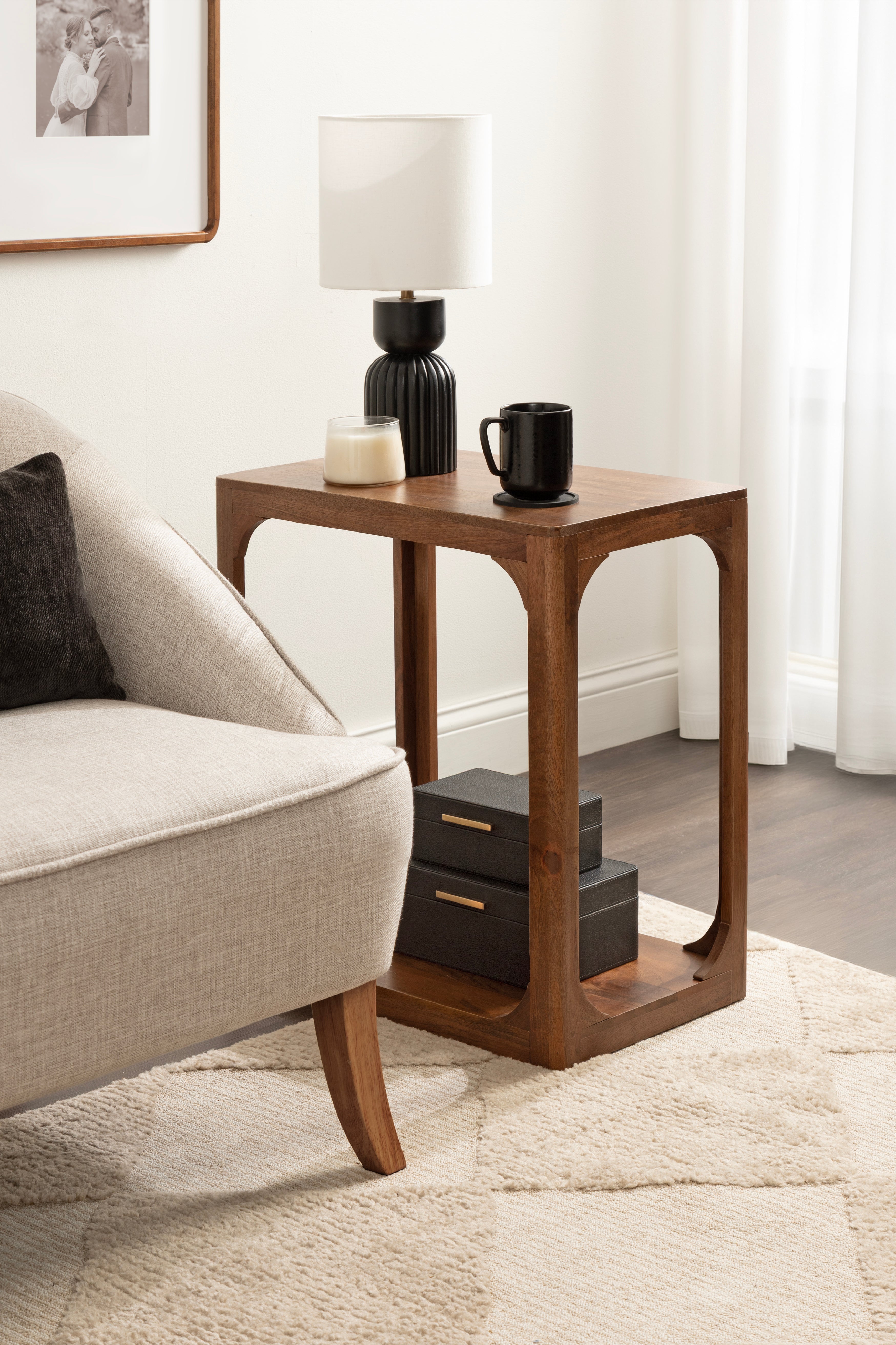 Side Table 22x14x22 Walnut Brown 7